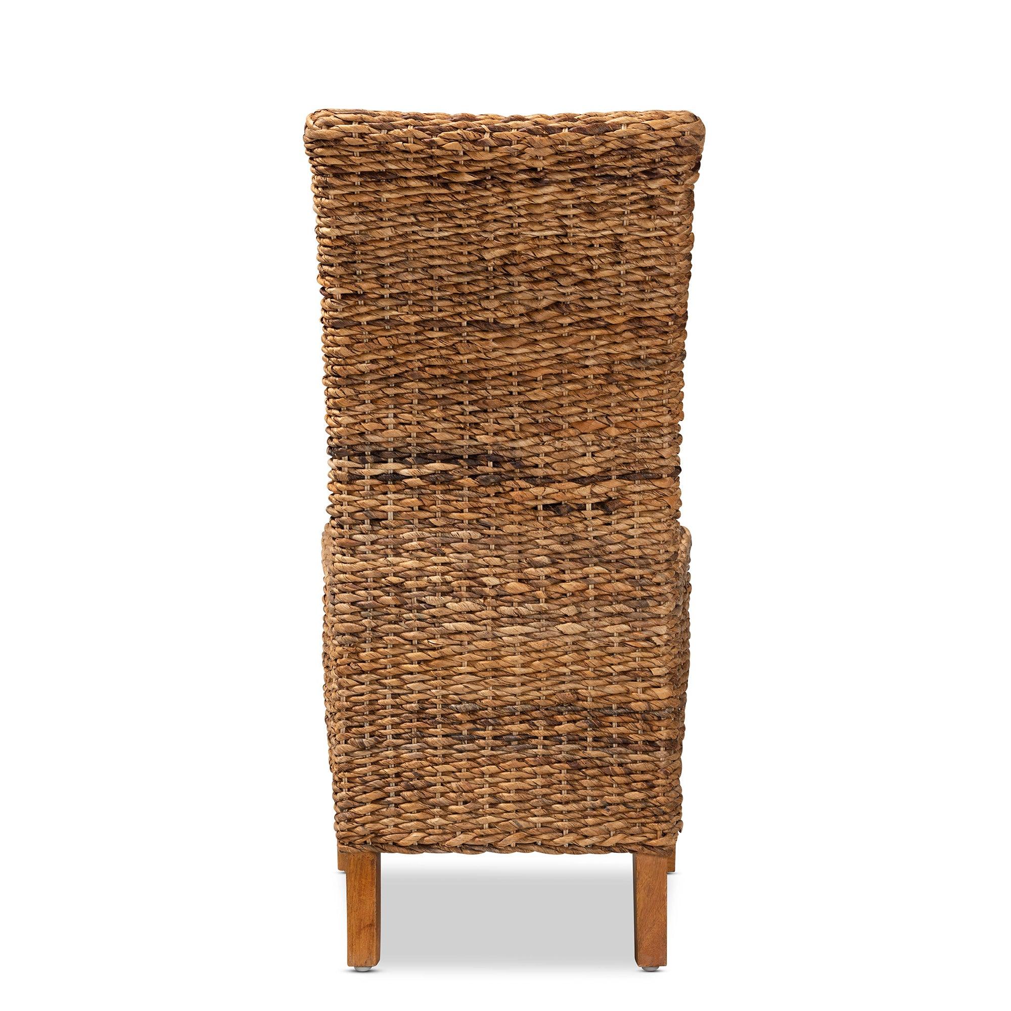 bali & pari Trianna Rustic Transitional Seagrass and Finished Wood Dining Chair