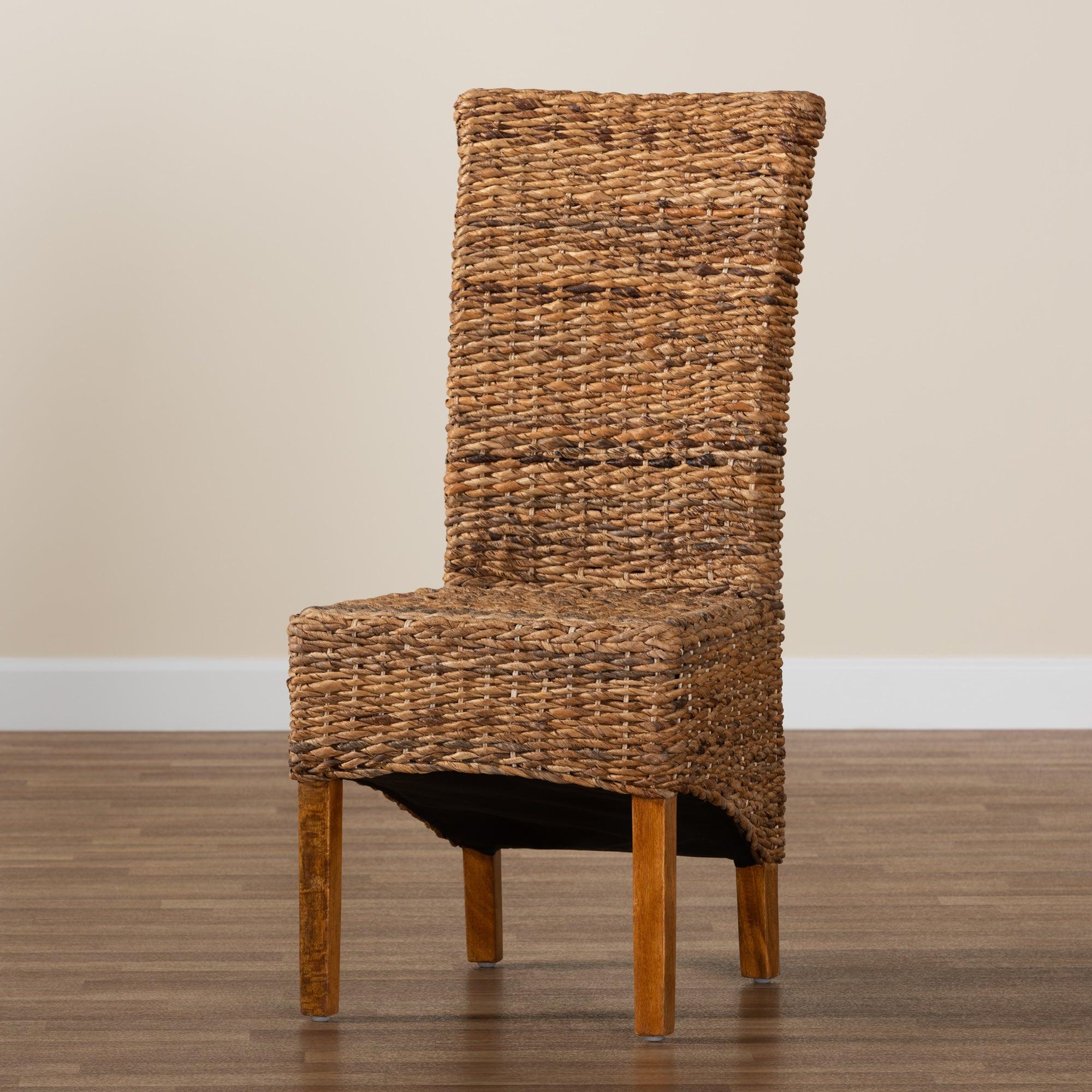bali & pari Trianna Rustic Transitional Seagrass and Finished Wood Dining Chair