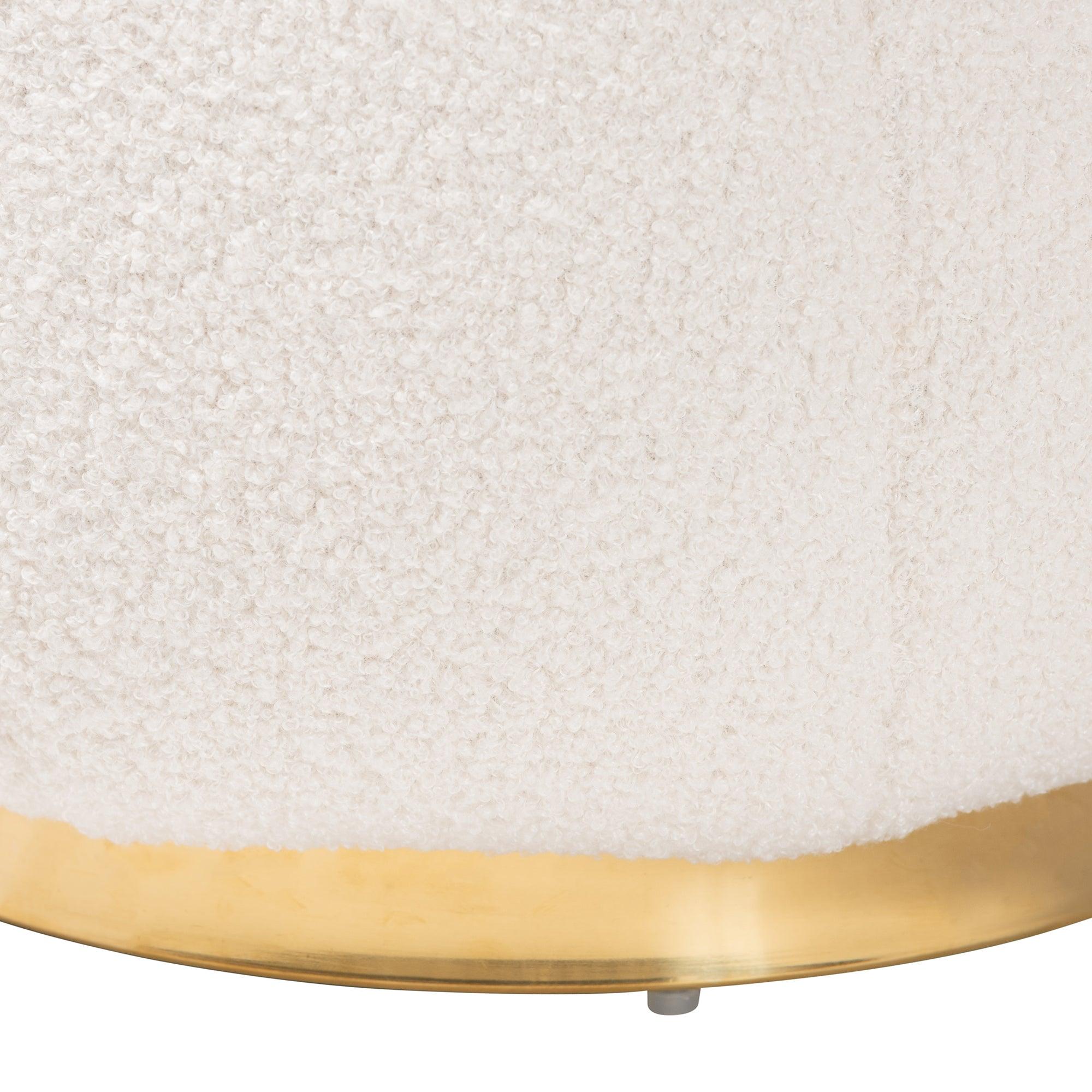 Raelynn Modern and Contemporary Boucle Upholstered and Metal Ottoman