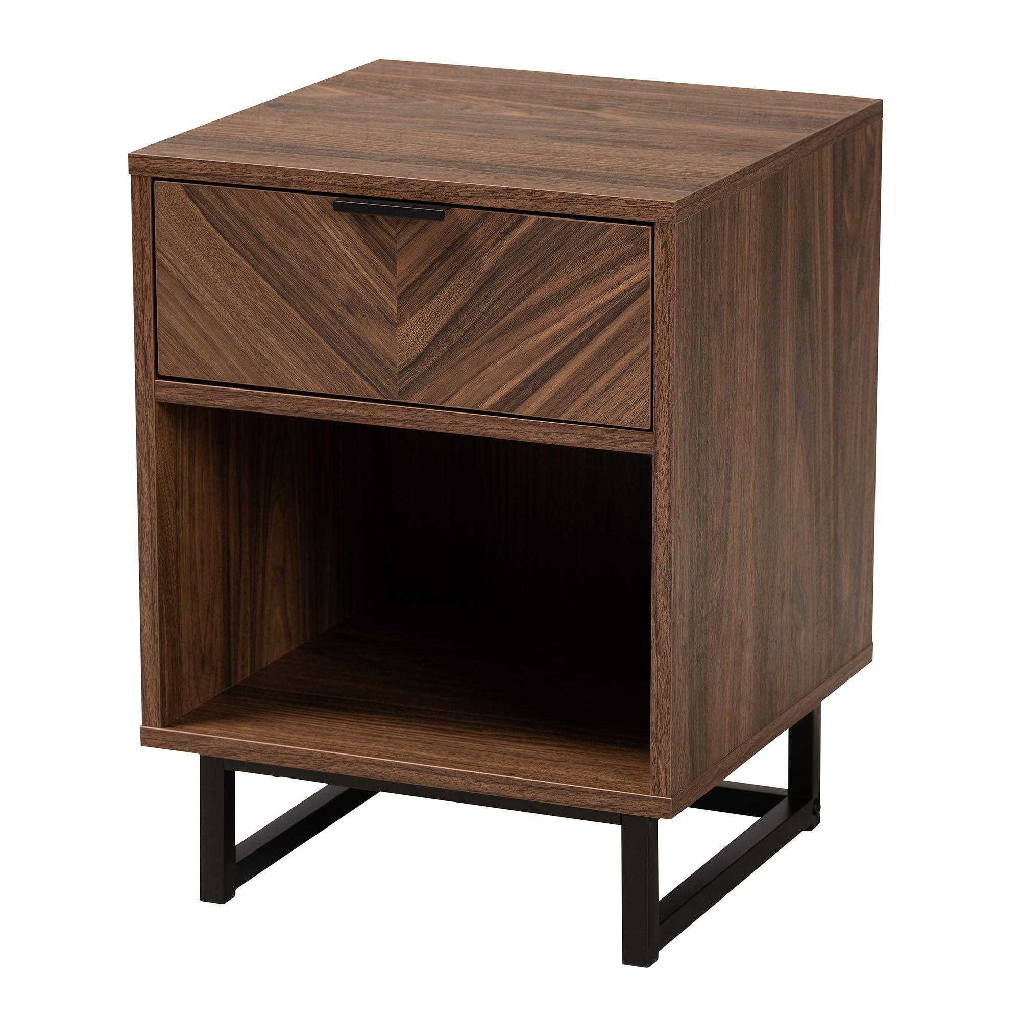 Sadia Modern Finished Wood and Metal 1-Drawer End Table