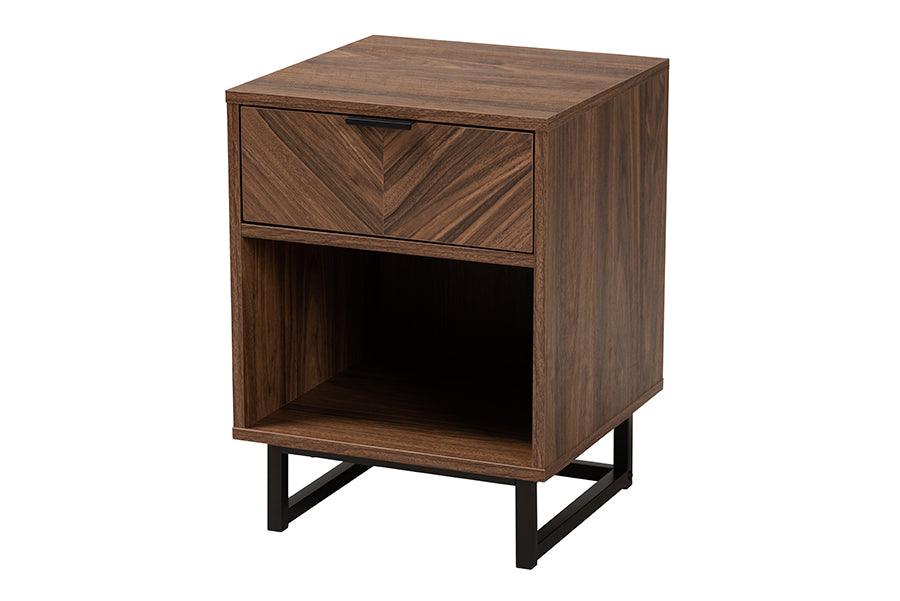 Sadia Modern Finished Wood and Metal 1-Drawer End Table