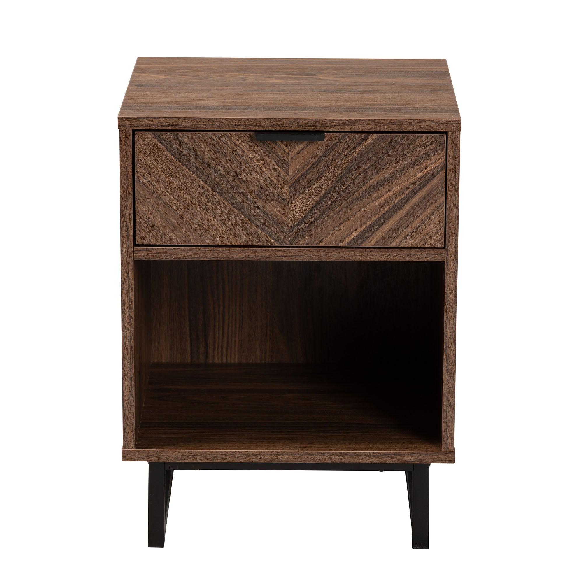 Sadia Modern Finished Wood and Metal 1-Drawer End Table