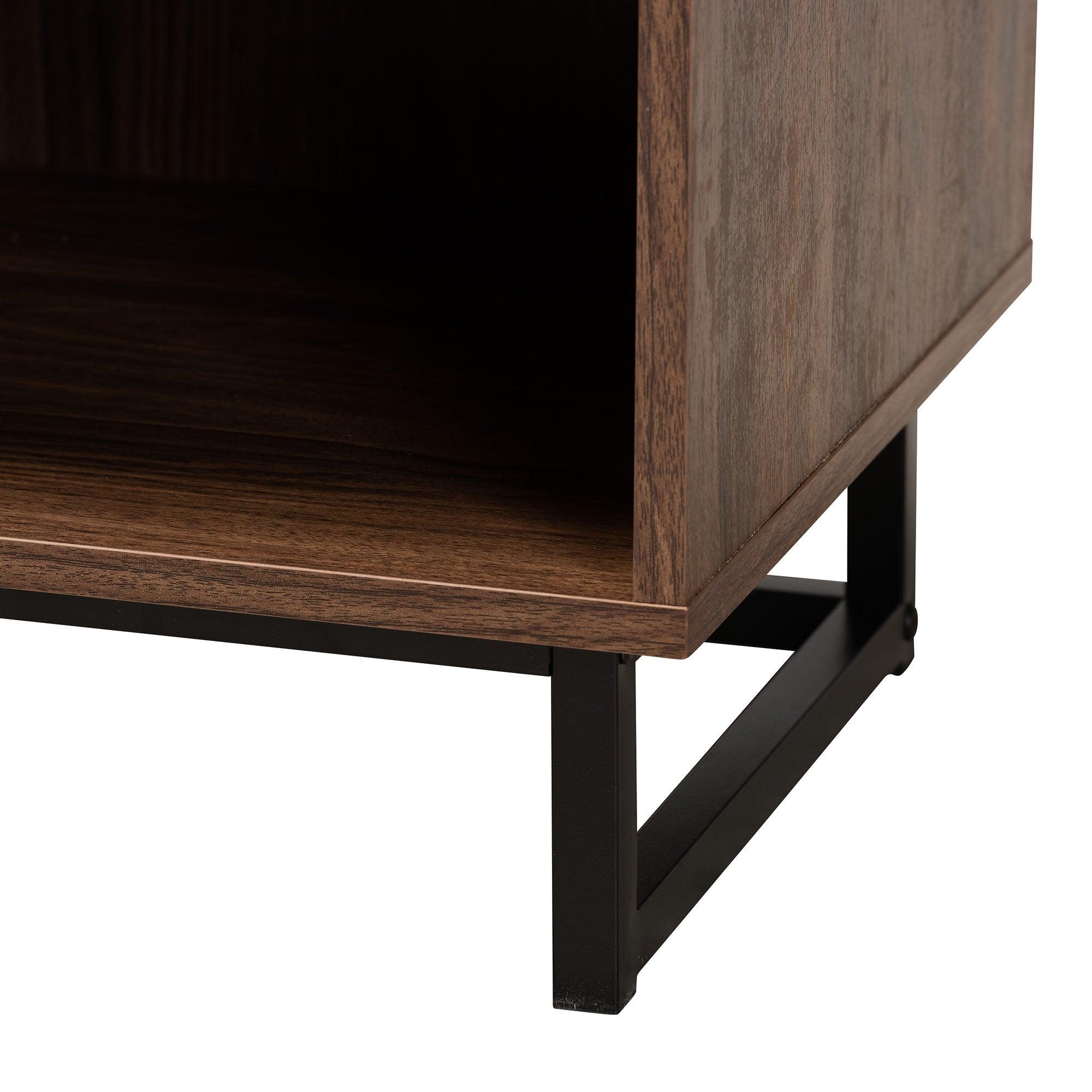 Sadia Modern Finished Wood and Metal 1-Drawer End Table