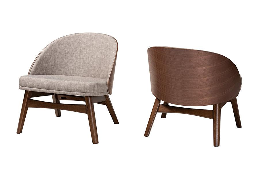 Lovella Mid-Century Modern Fabric and Finished Wood 2-Piece Accent Chair Set