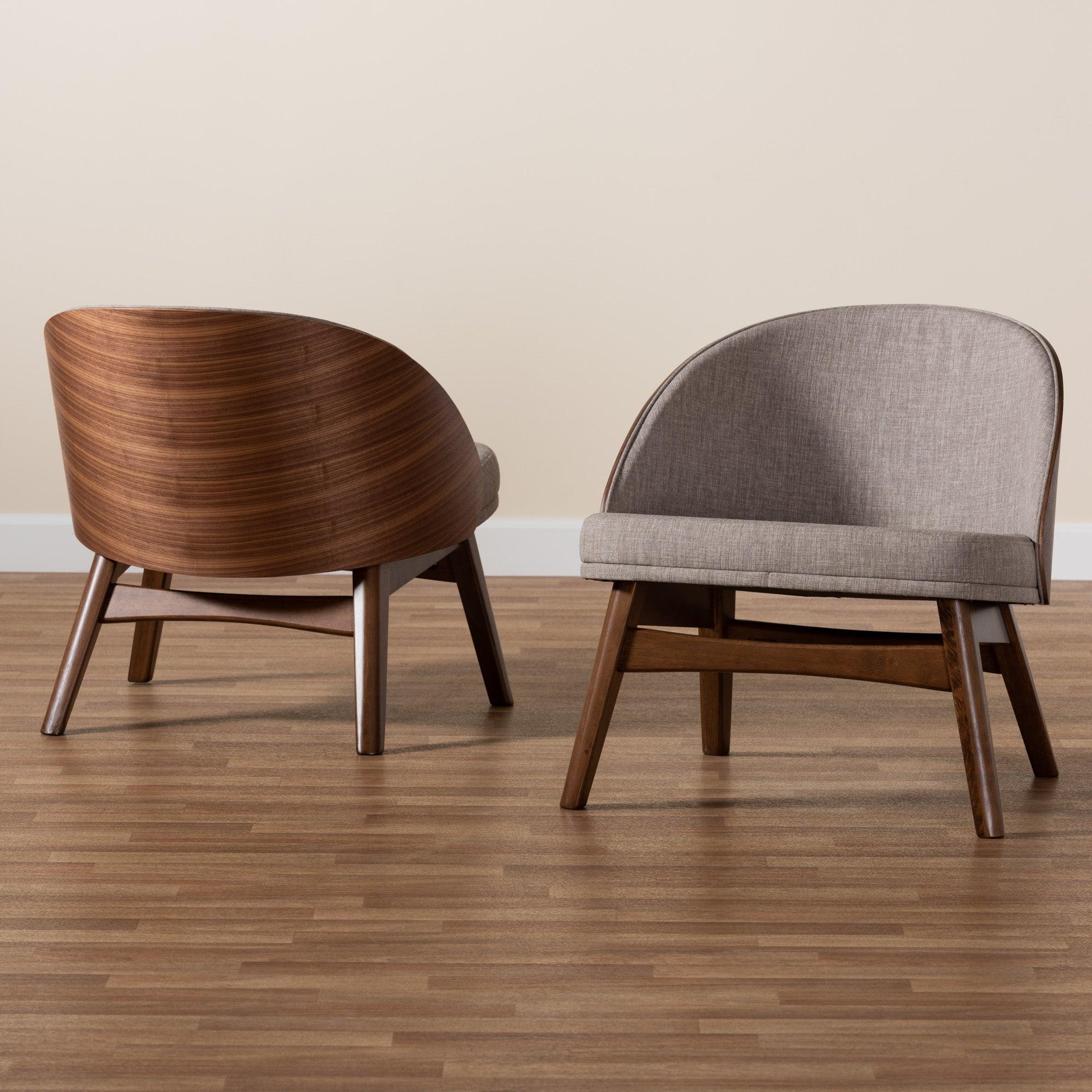 Lovella Mid-Century Modern Fabric and Finished Wood 2-Piece Accent Chair Set