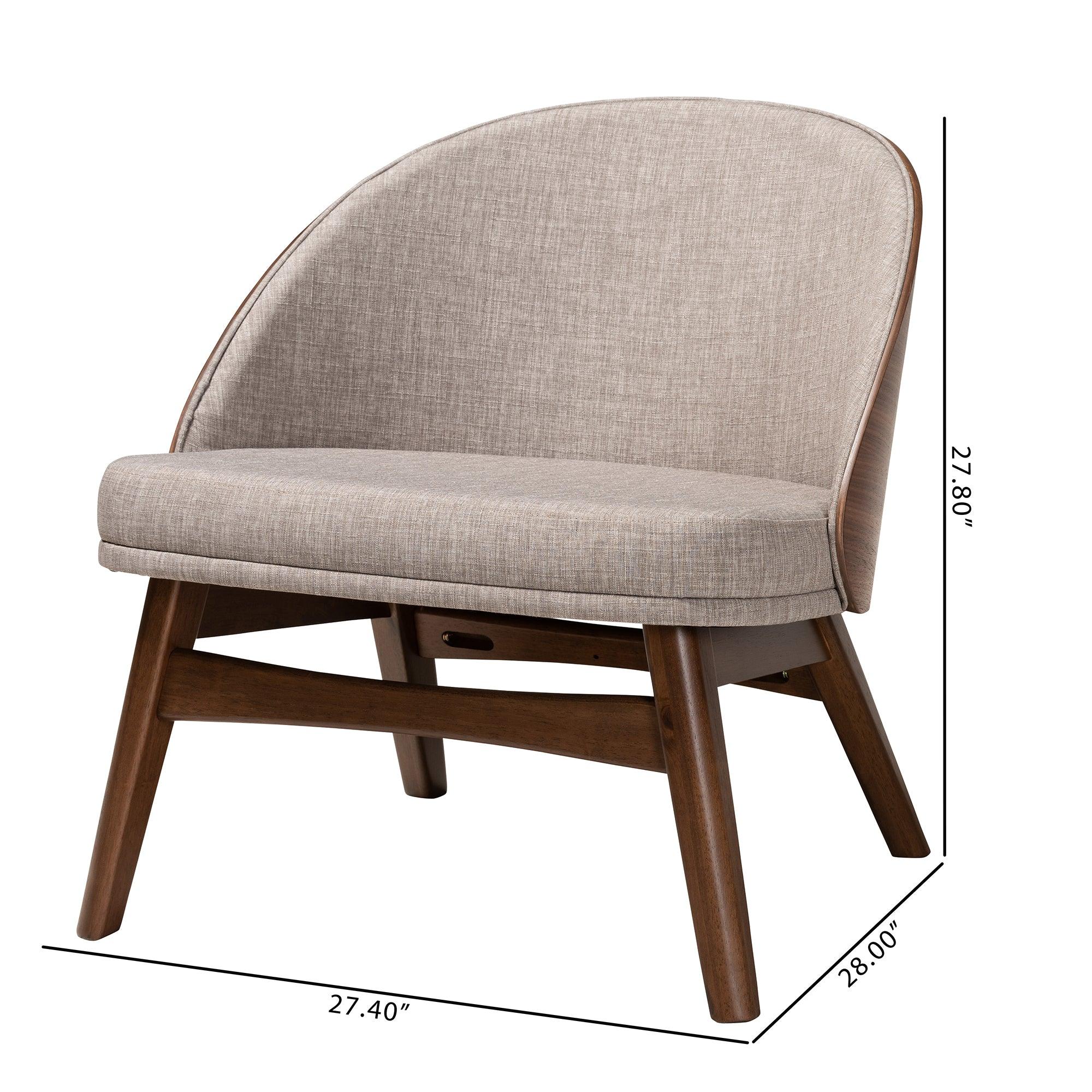Lovella Mid-Century Modern Fabric and Finished Wood 2-Piece Accent Chair Set