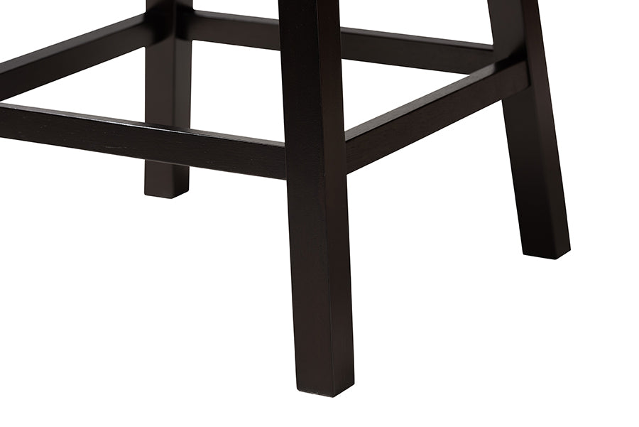 Theron Mid-Century Transitional Fabric and Finished Wood 2-Piece Swivel Counter Stool Set