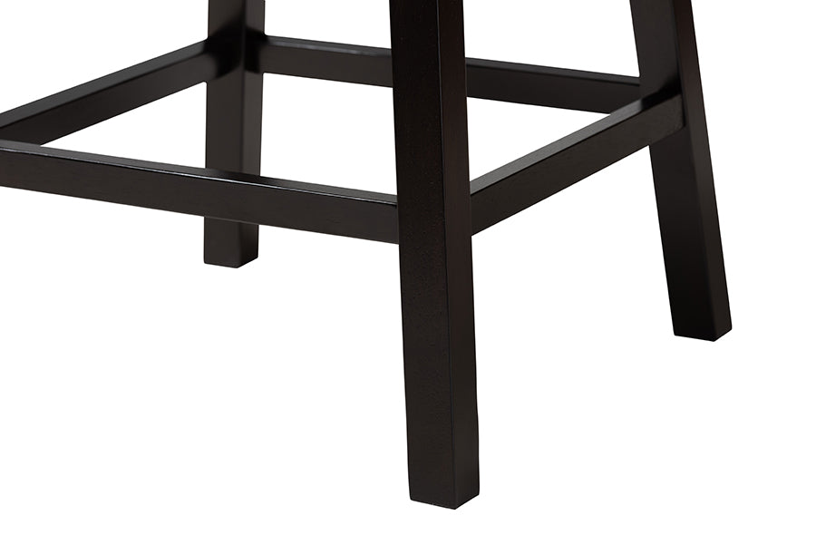 Theron Mid-Century Transitional Fabric and Finished Wood 2-Piece Swivel Counter Stool Set