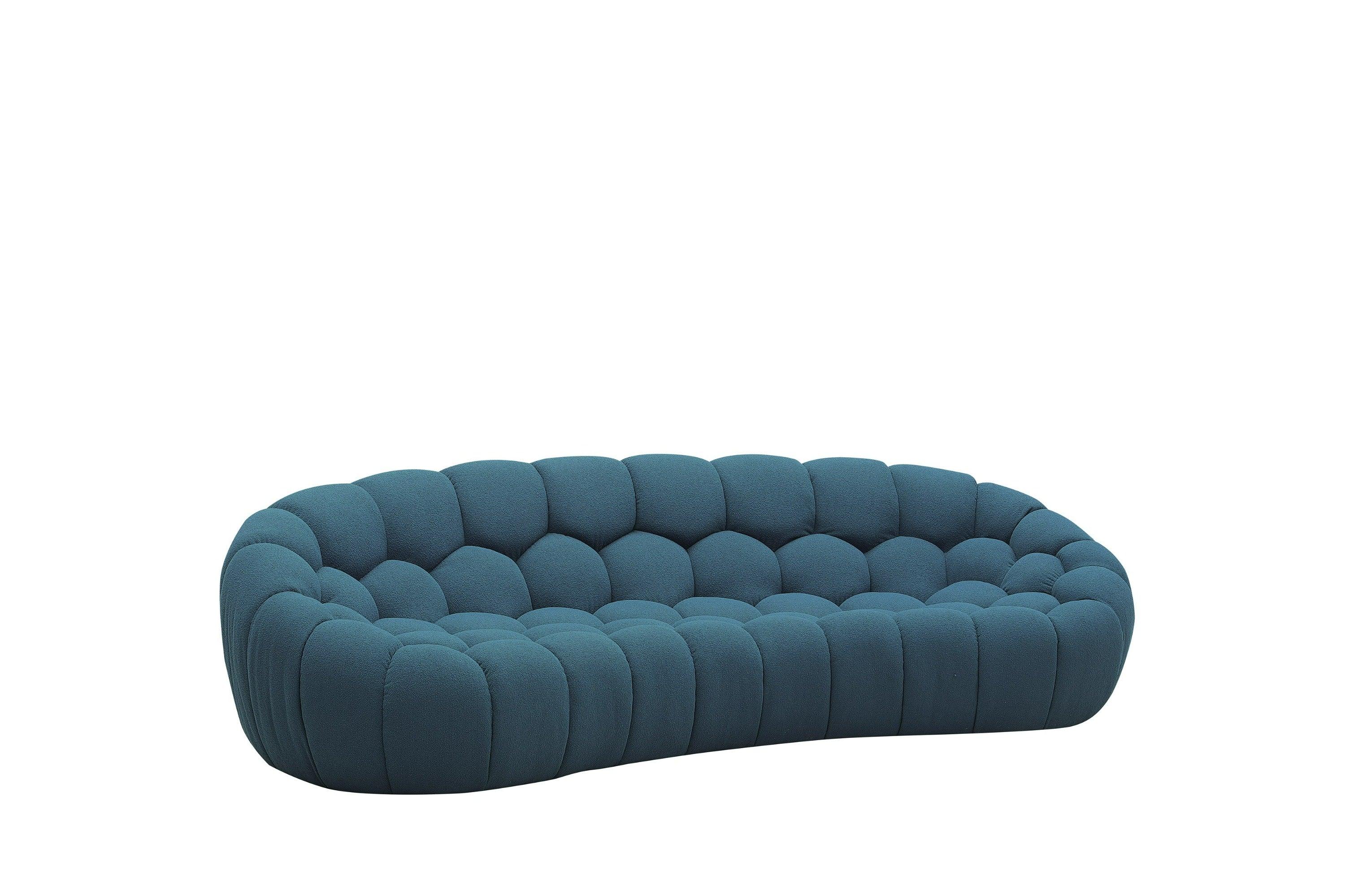 Divani Casa Yolonda - Modern Curved Teal Fabric Sofa-Sofa-VIG-Wall2Wall Furnishings