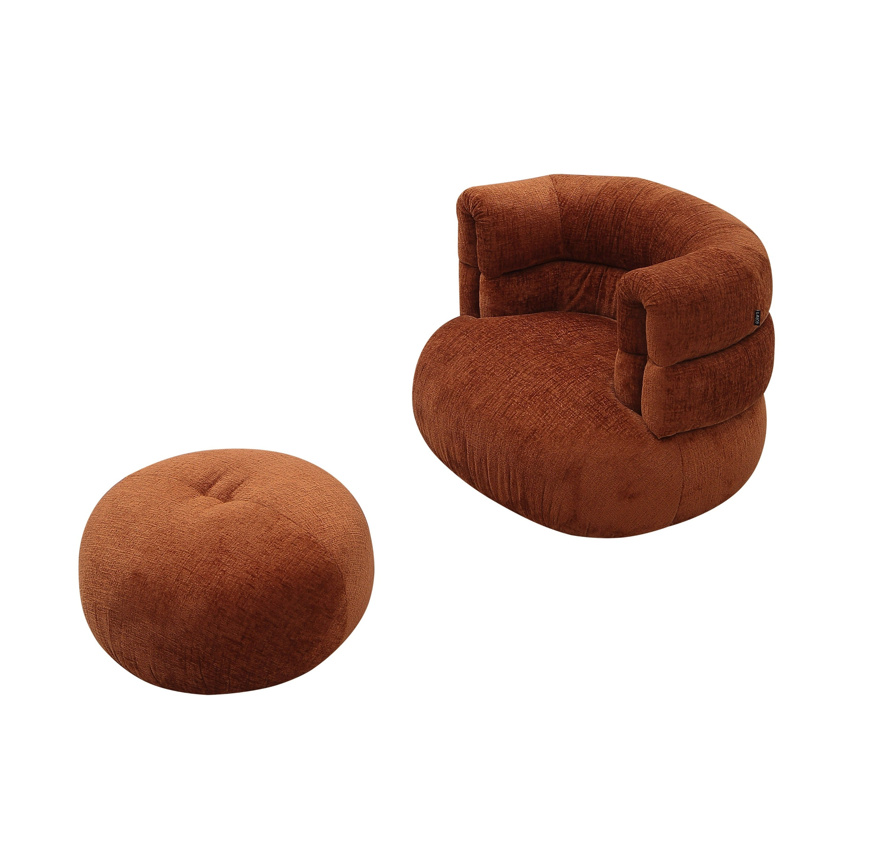 Divani Casa Shay - Modern Burnt Fabric Accent Chair + Ottoman-Accent Chair-VIG-Wall2Wall Furnishings