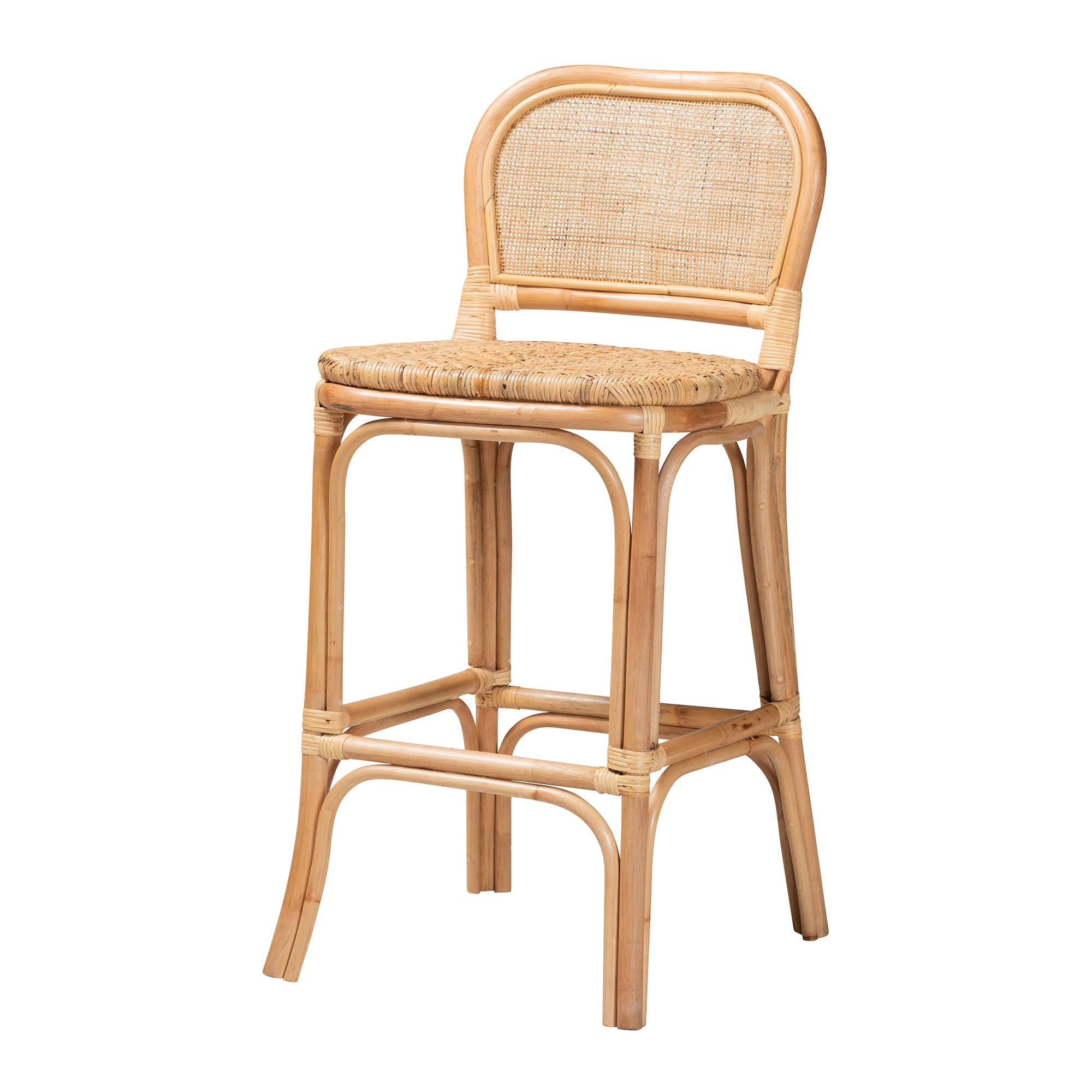 bali & pari Adrena Modern Bohemian Rattan Bar Stool