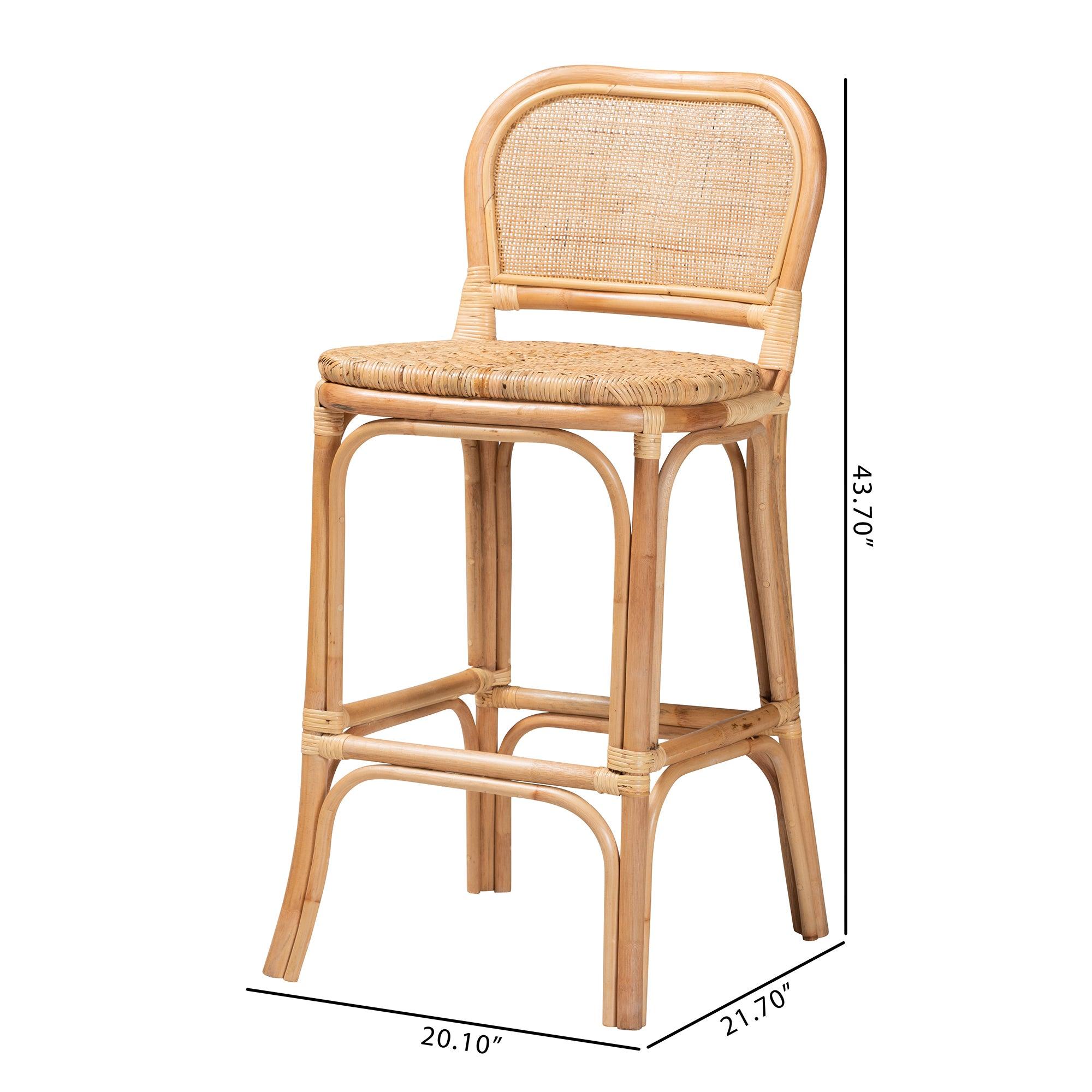 bali & pari Adrena Modern Bohemian Rattan Bar Stool