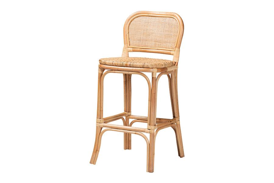 bali & pari Adrena Modern Bohemian Rattan Bar Stool