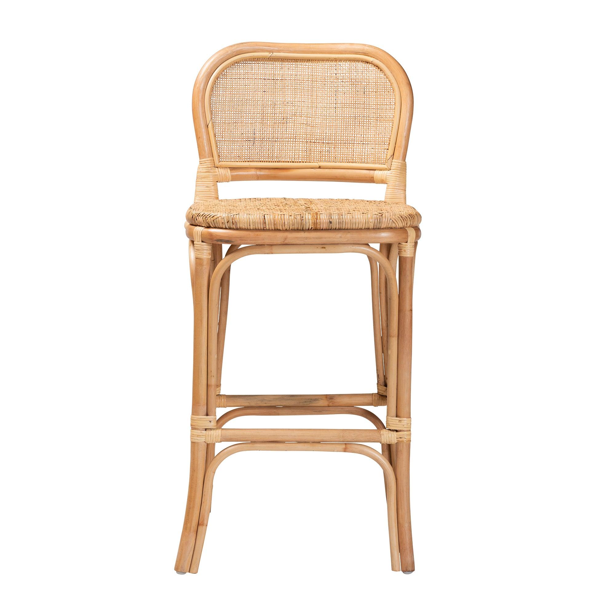 bali & pari Adrena Modern Bohemian Rattan Bar Stool