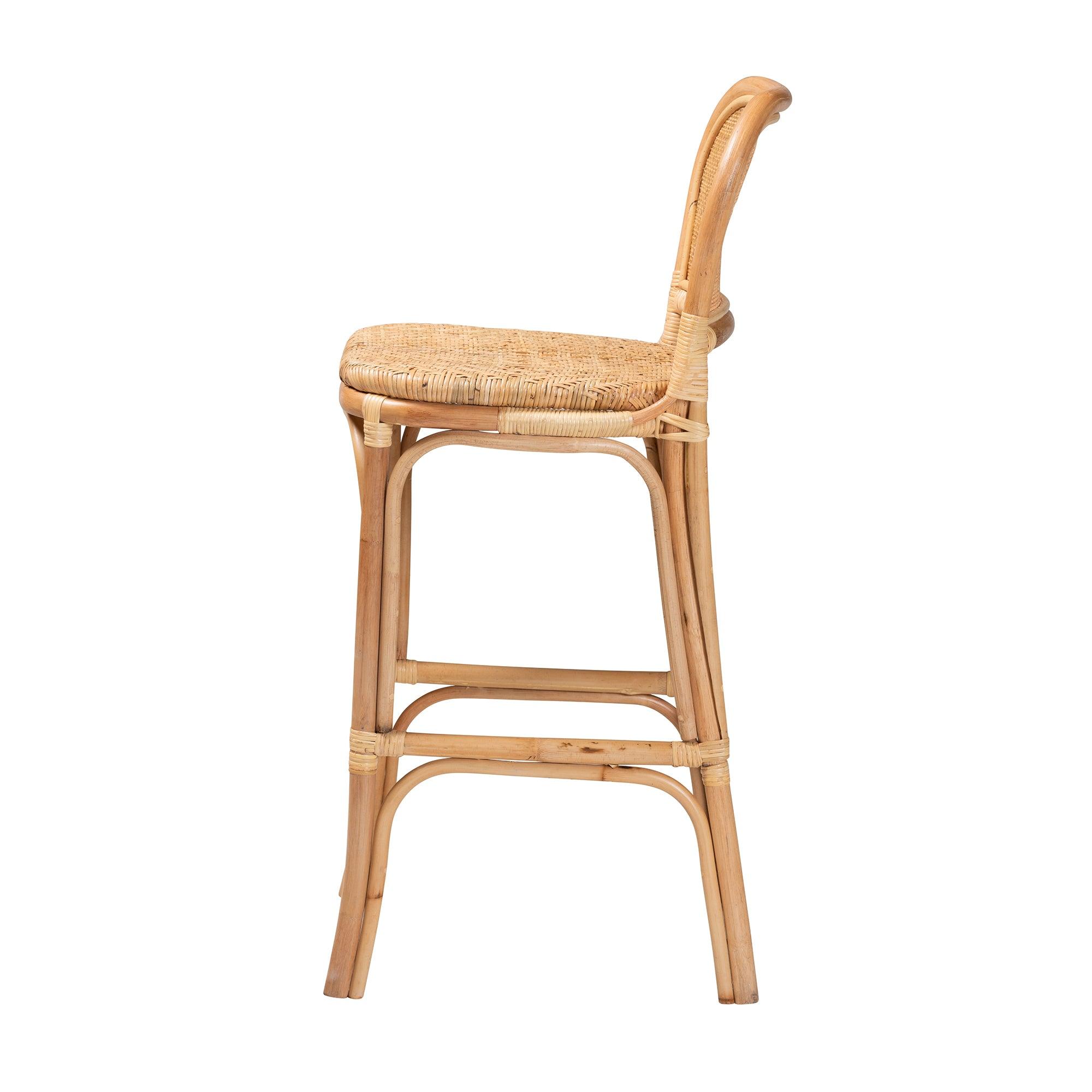 bali & pari Adrena Modern Bohemian Rattan Bar Stool
