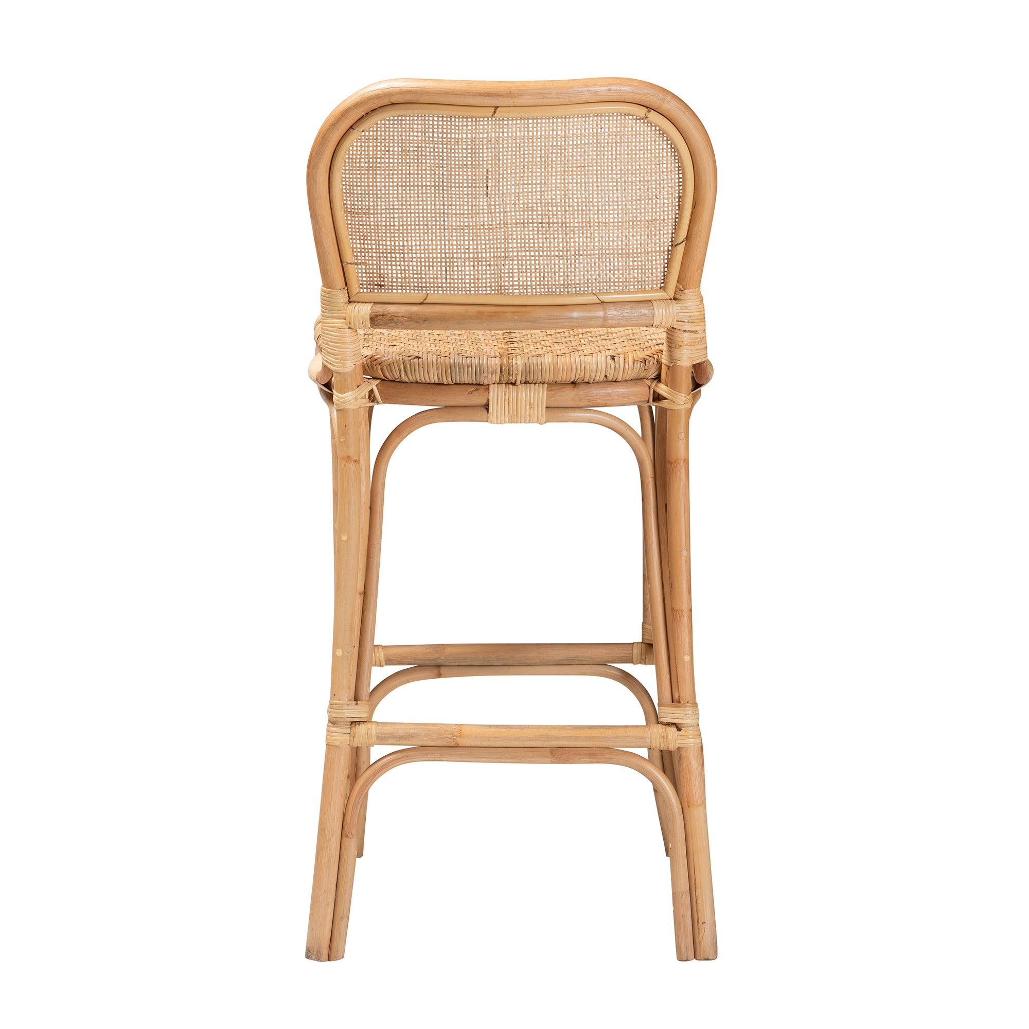 bali & pari Adrena Modern Bohemian Rattan Bar Stool