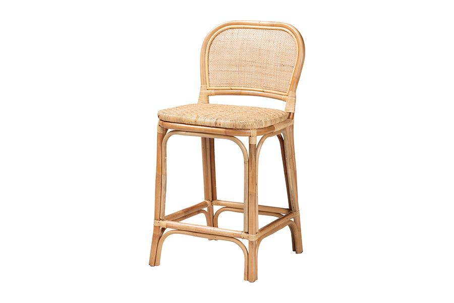 bali & pari Adrena Modern Bohemian Rattan Counter Stool