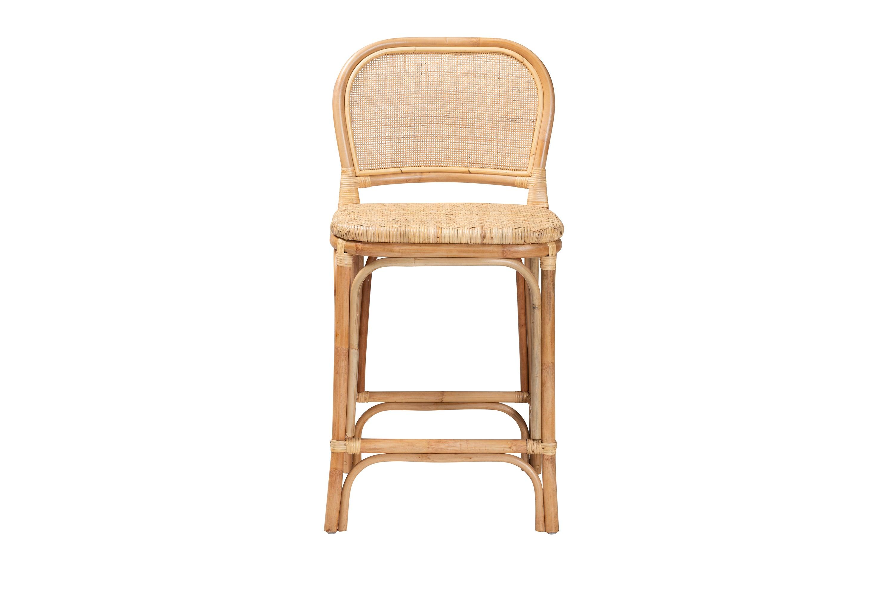bali & pari Adrena Modern Bohemian Rattan Counter Stool
