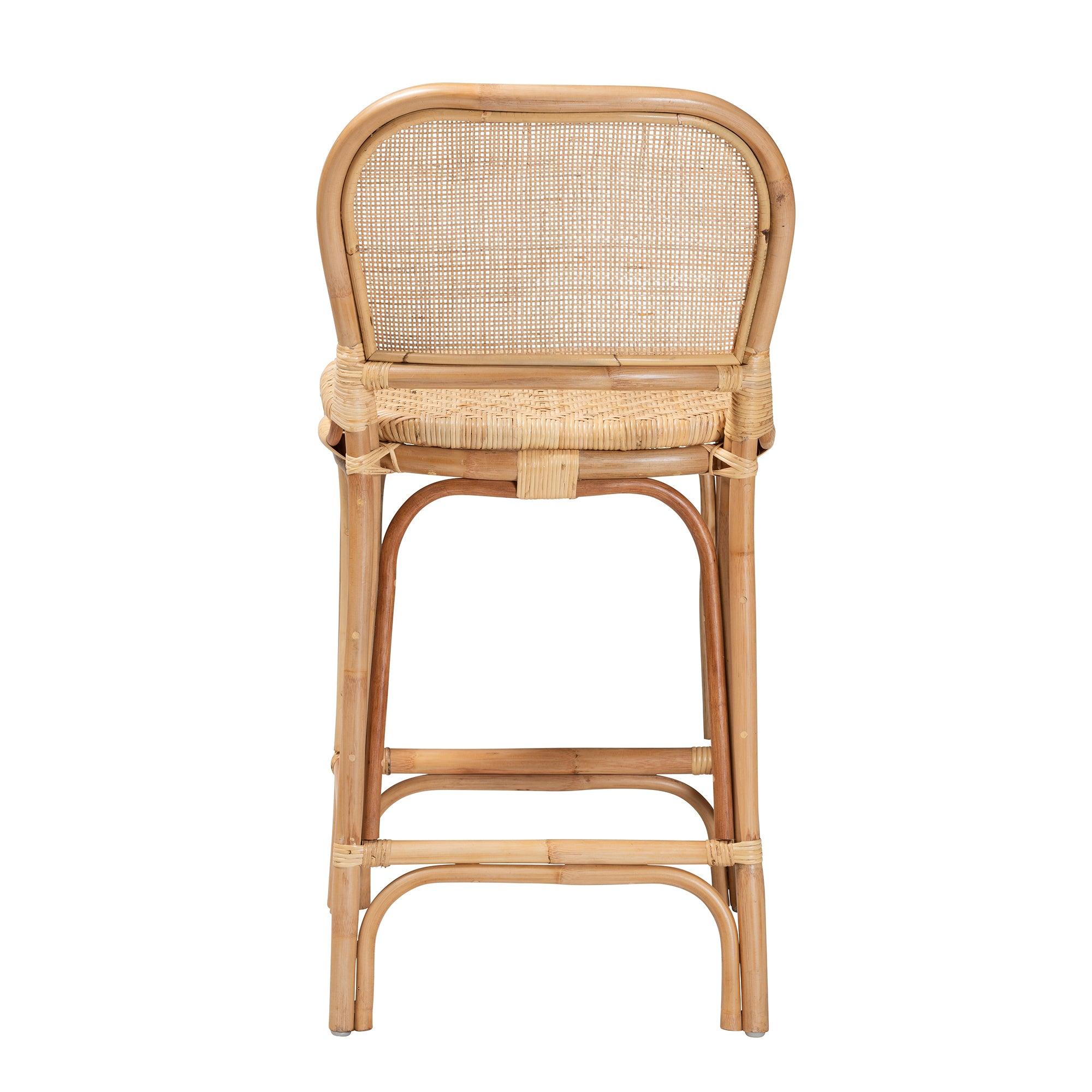 bali & pari Adrena Modern Bohemian Rattan Counter Stool