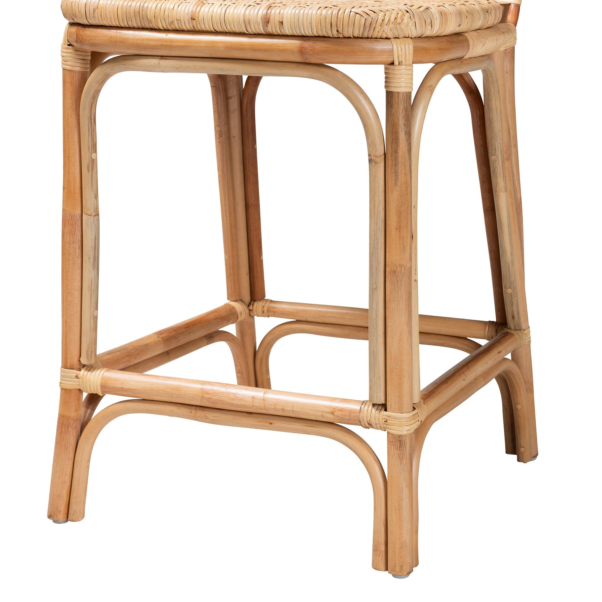 bali & pari Adrena Modern Bohemian Rattan Counter Stool