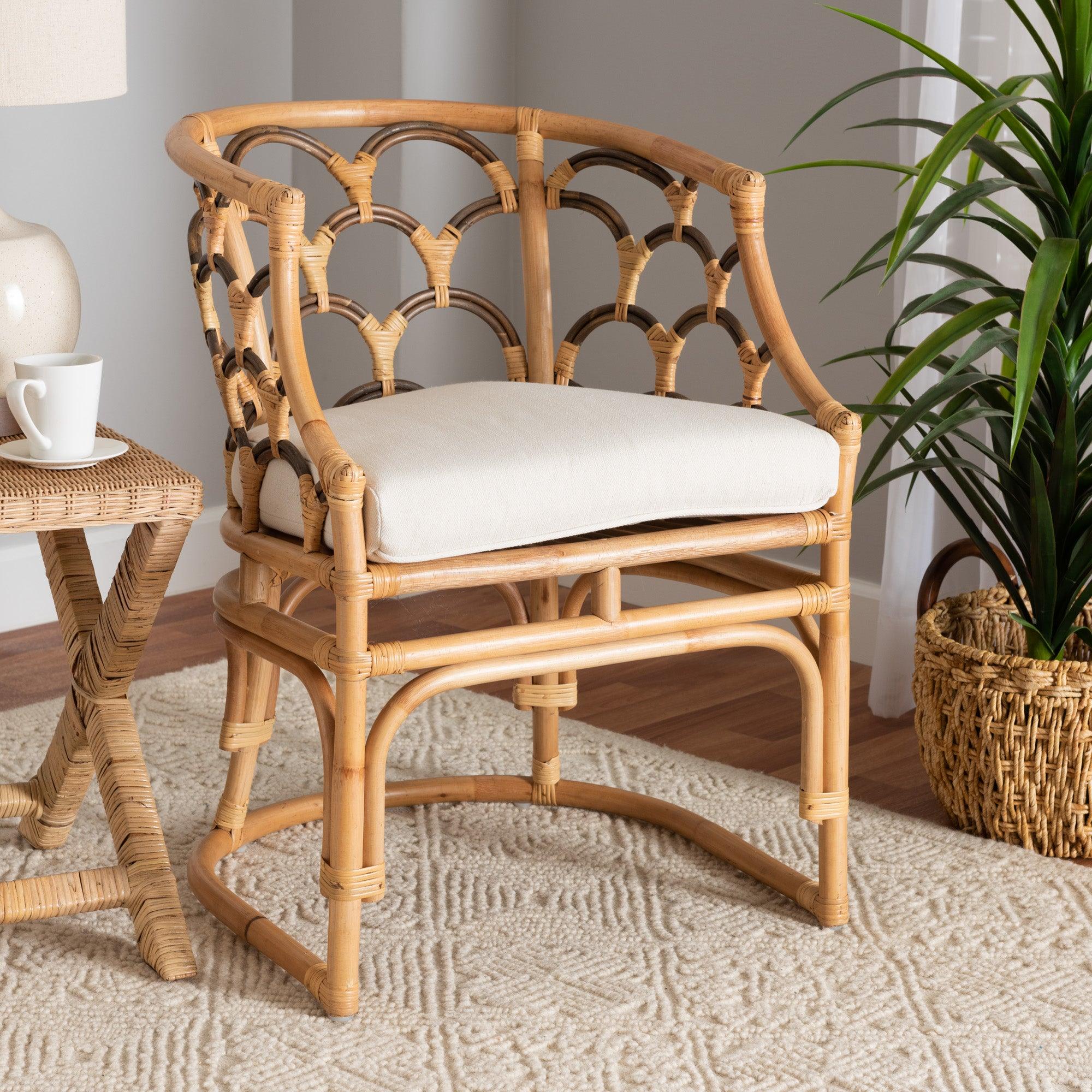 bali & pari Aster Modern Bohemian Rattan Armchair