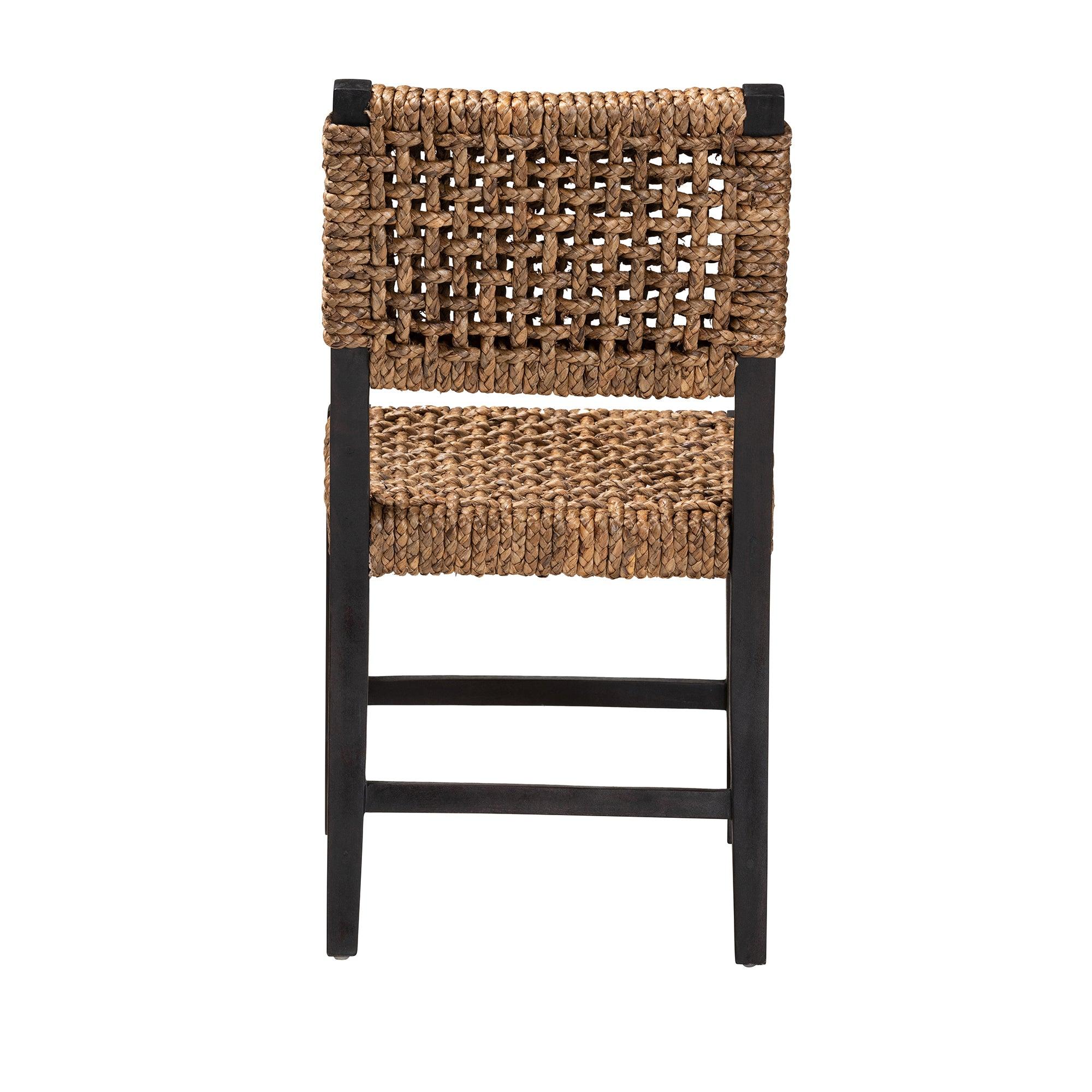 bali & pari Alise Modern Bohemian Mahogany Wood and Seagrass Dining Chair