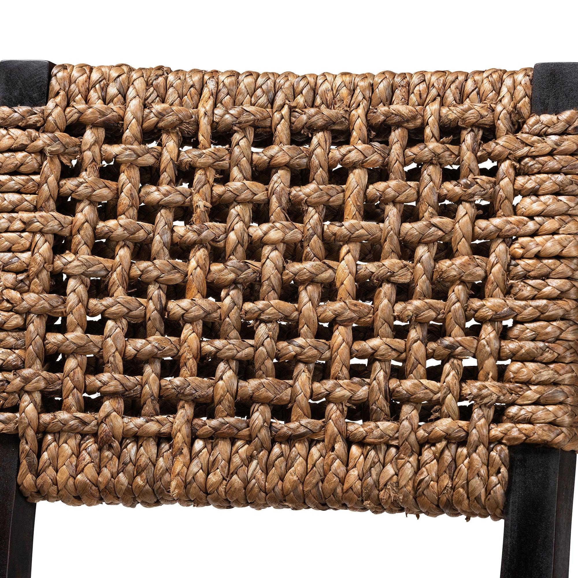 bali & pari Alise Modern Bohemian Mahogany Wood and Seagrass Dining Chair