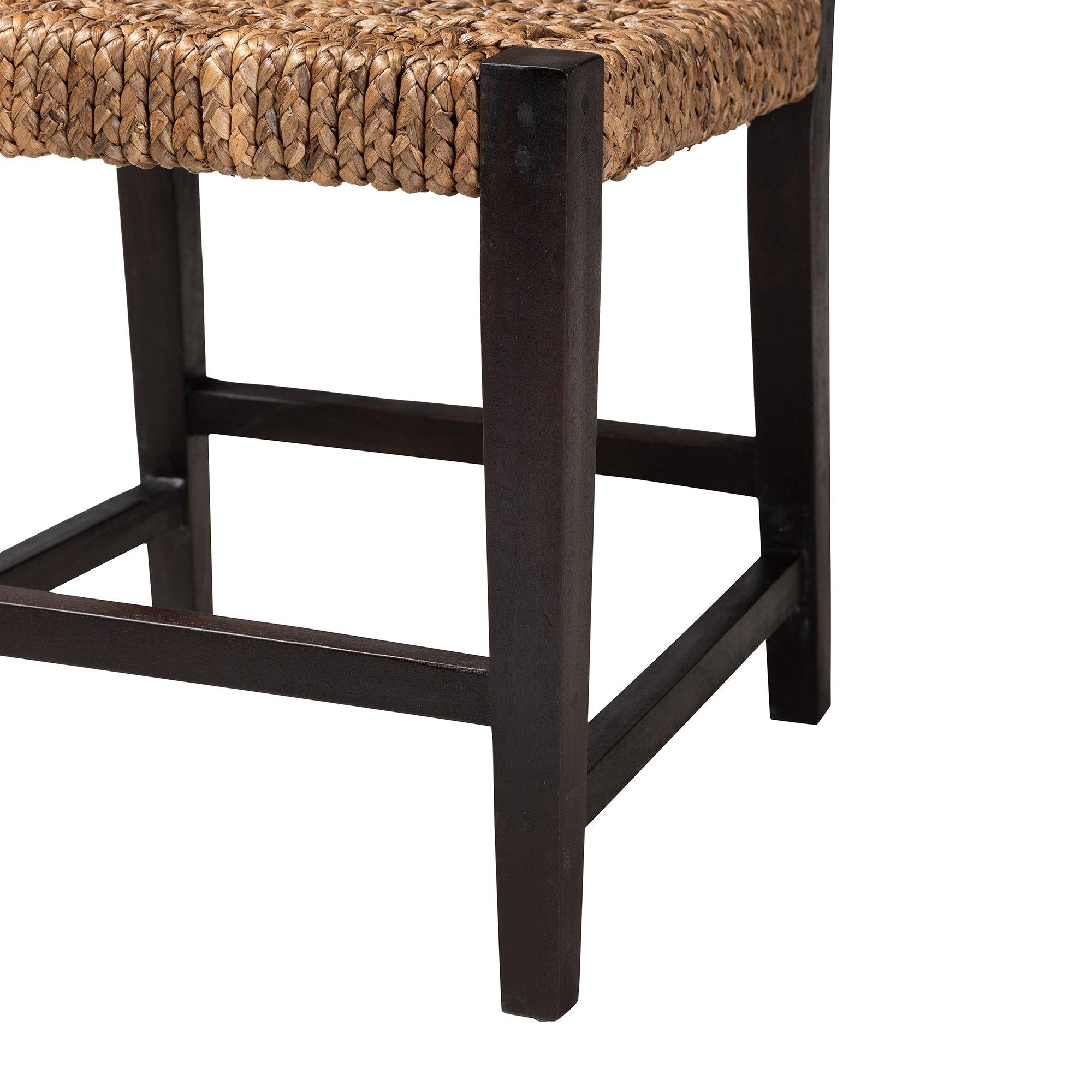 bali & pari Alise Modern Bohemian Mahogany Wood and Seagrass Dining Chair