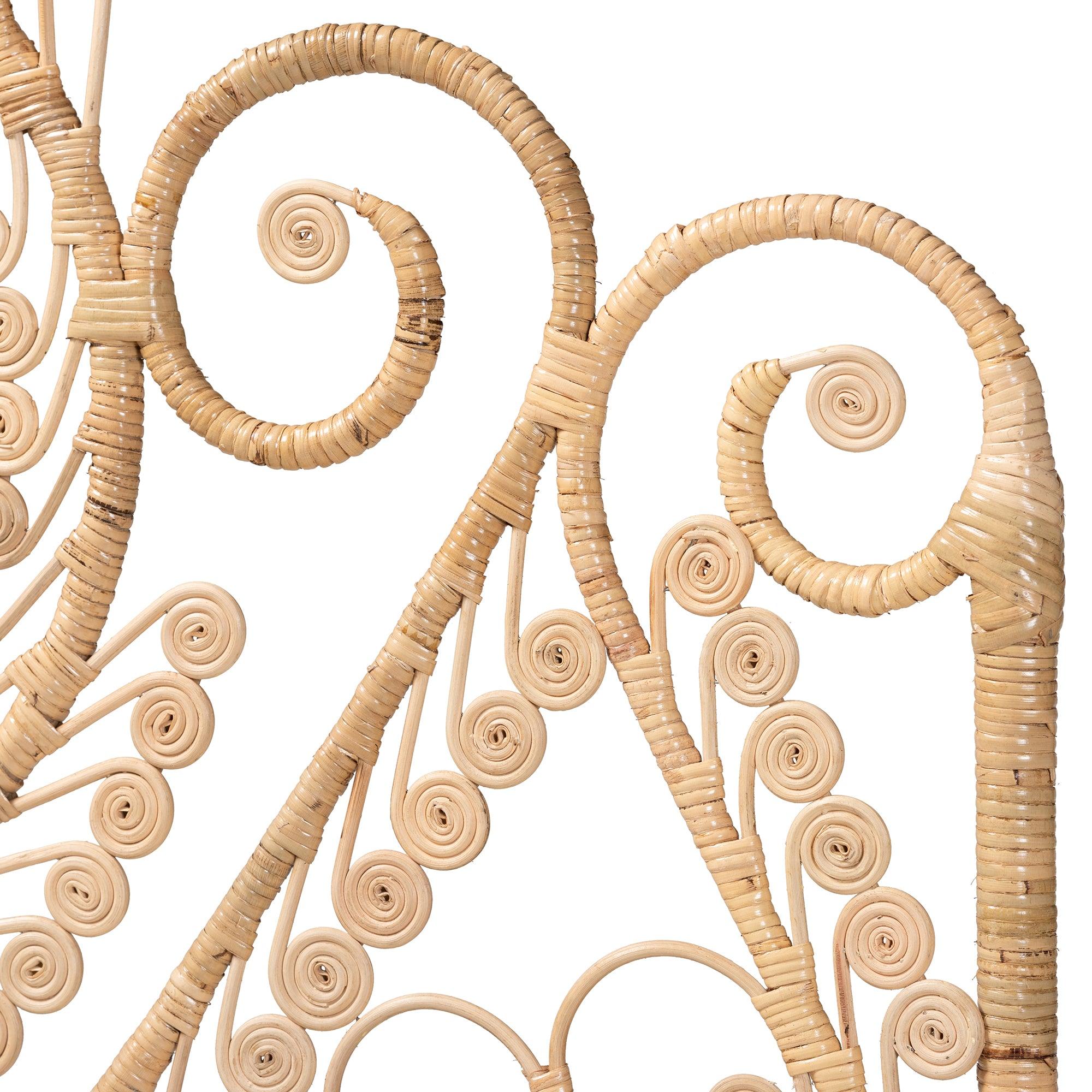 bali & pari Caelinus Modern Bohemian Rattan Standalone Headboard