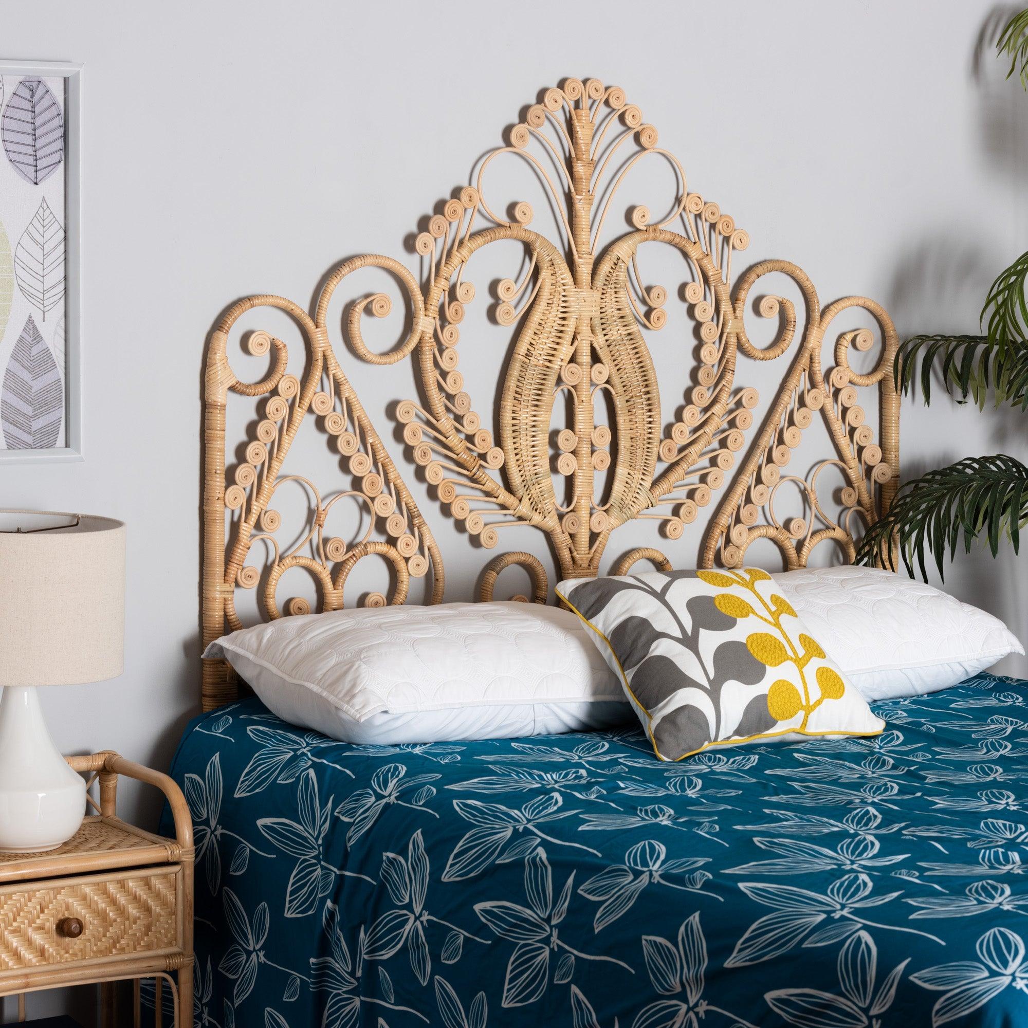 bali & pari Caelinus Modern Bohemian Rattan Standalone Headboard