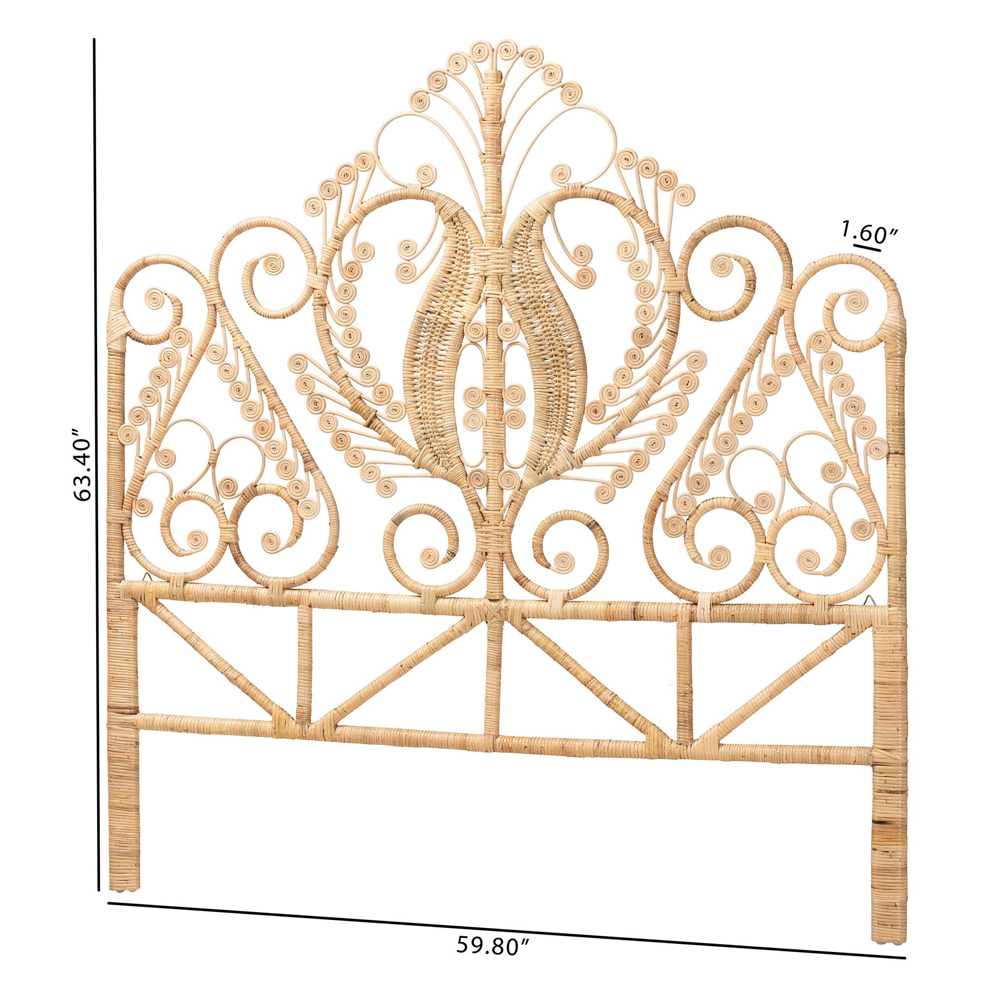 bali & pari Caelinus Modern Bohemian Rattan Standalone Headboard
