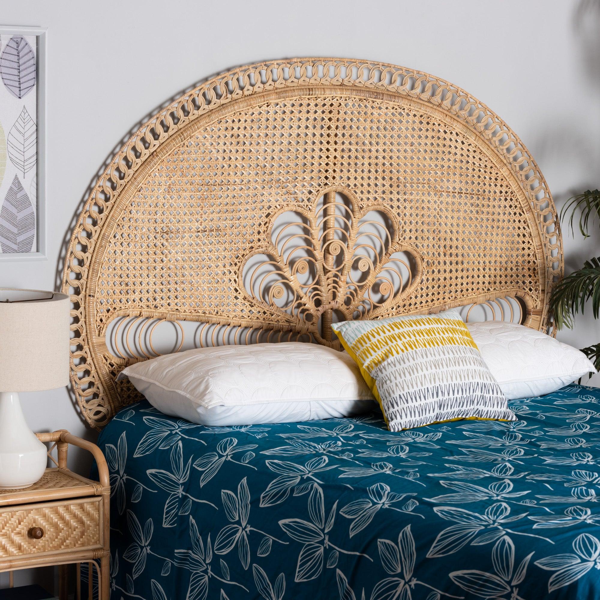 bali & pari Marlette Modern Bohemian Rattan Standalone Headboard