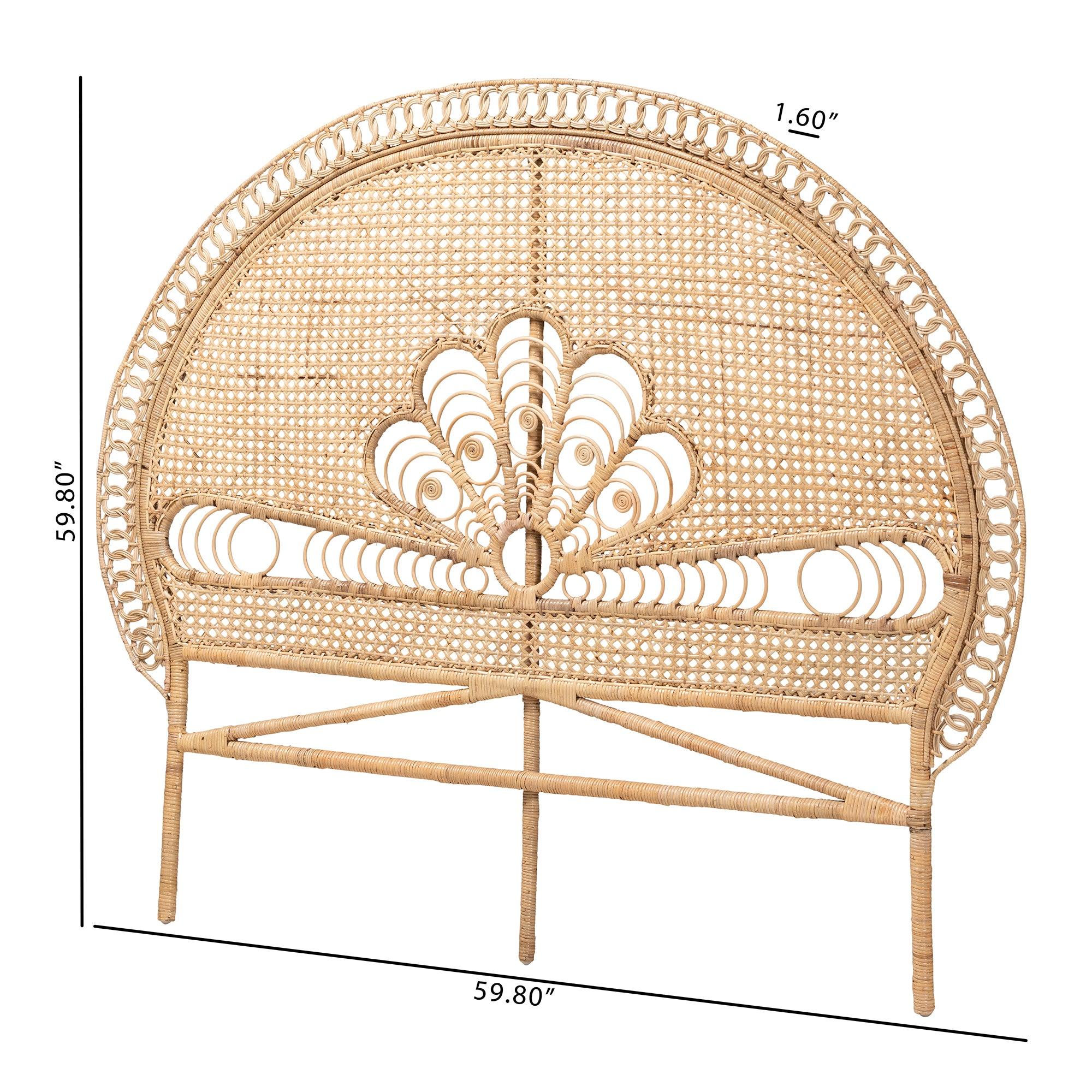 bali & pari Marlette Modern Bohemian Rattan Standalone Headboard