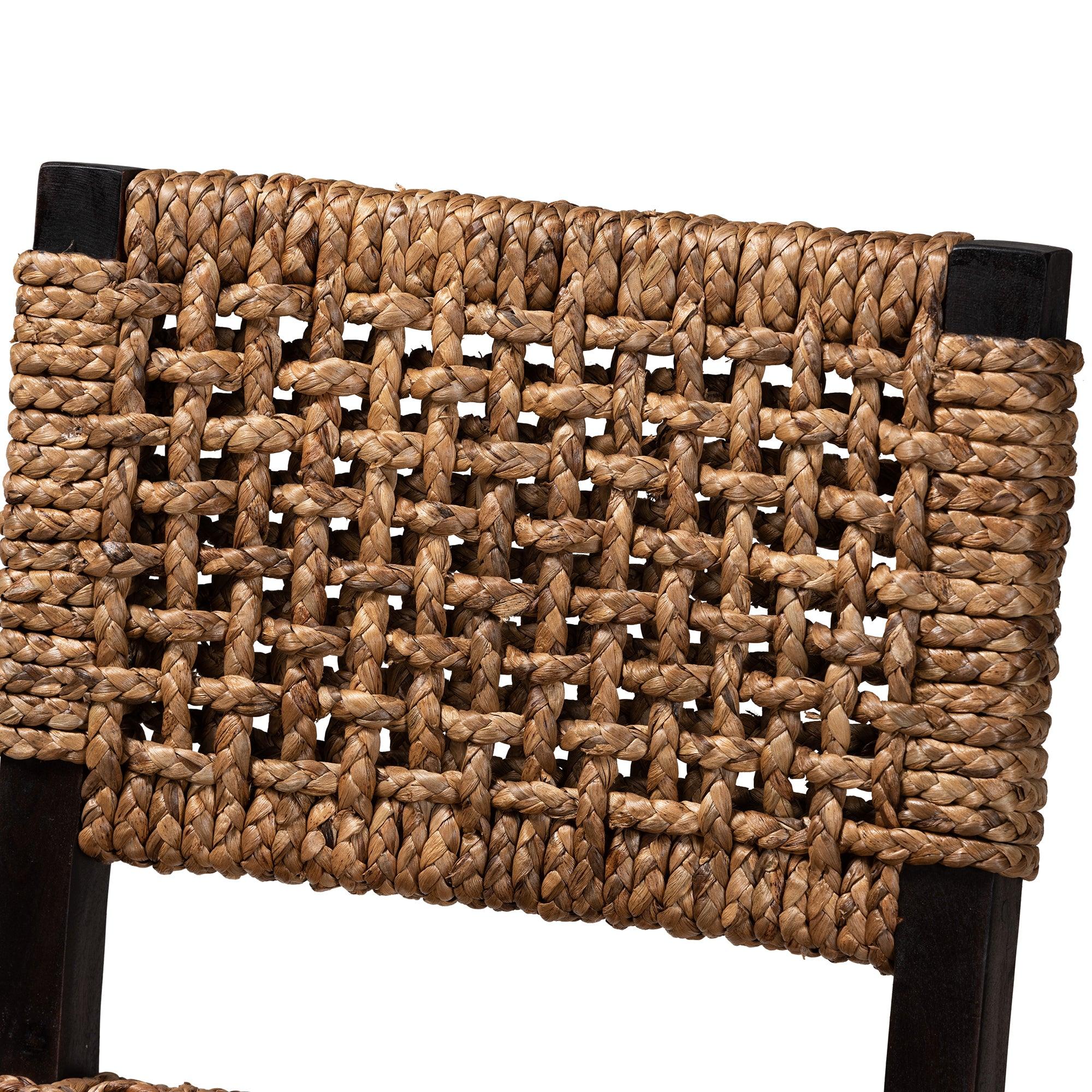 bali & pari Alise Modern Bohemian Mahogany Wood and Seagrass Counter Stool