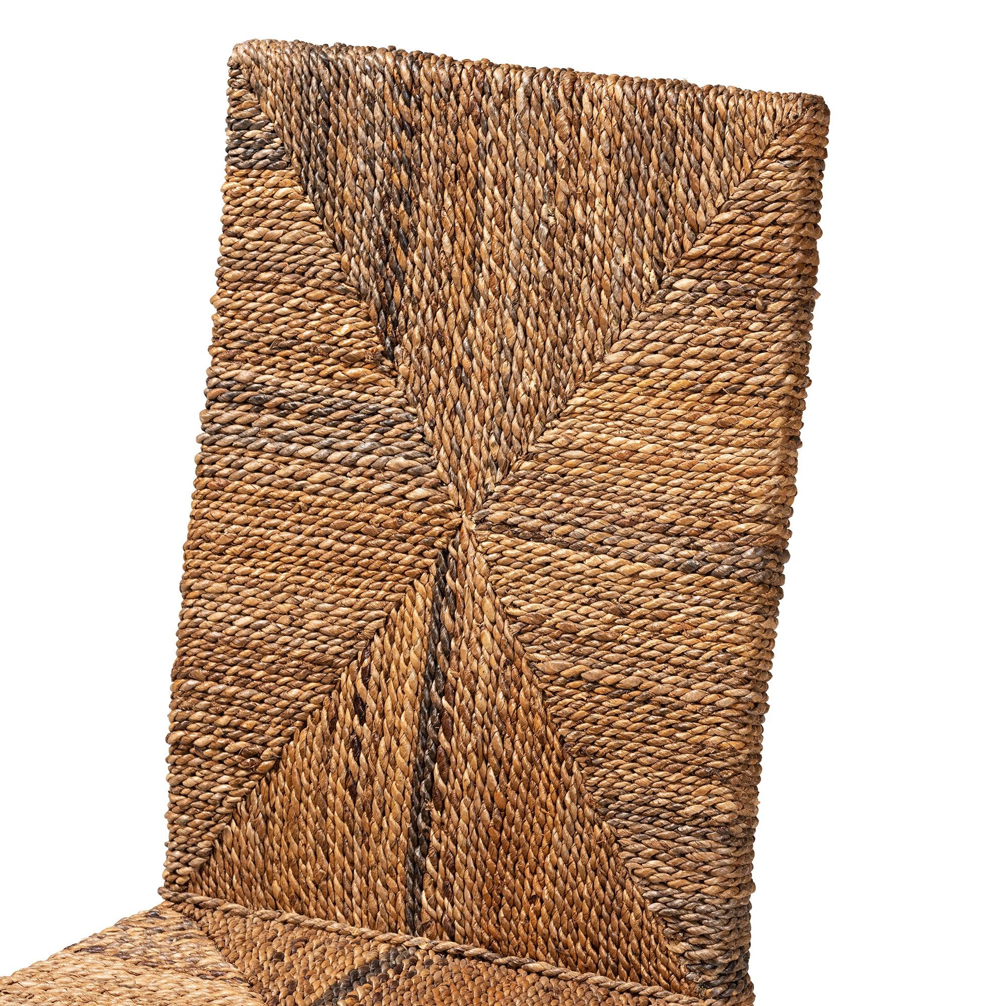 bali & pari Laymi Modern Bohemian Mahogany Wood and Seagrass Dining Chair