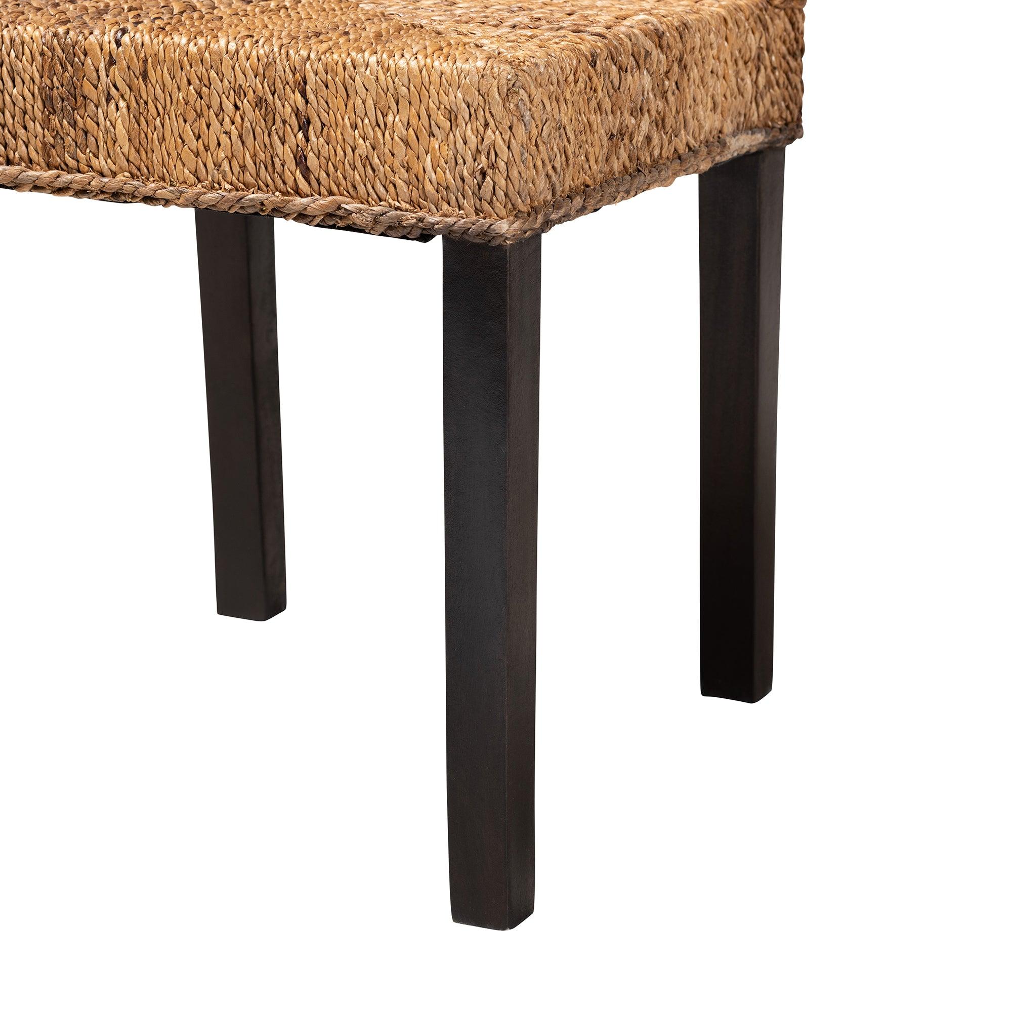 bali & pari Laymi Modern Bohemian Mahogany Wood and Seagrass Dining Chair
