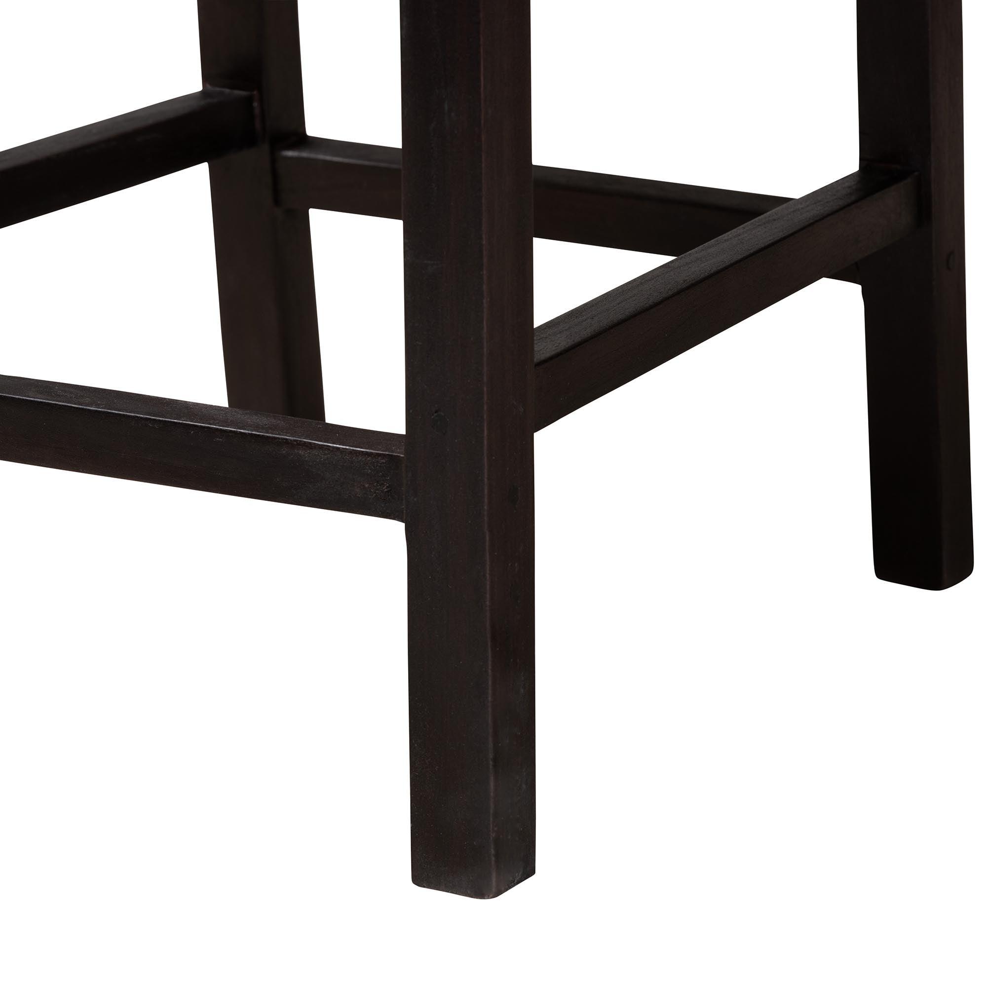 bali & pari Laymi Modern Bohemian Mahogany Wood and Seagrass Counter Stool