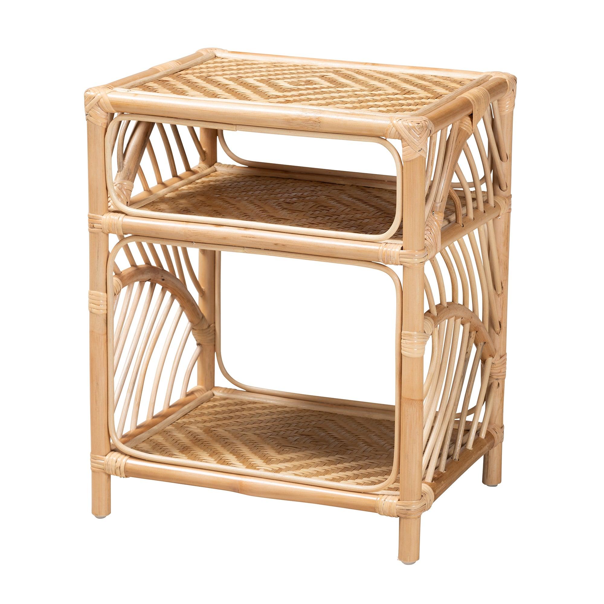 bali & pari Baara Modern Bohemian Rattan Nightstand