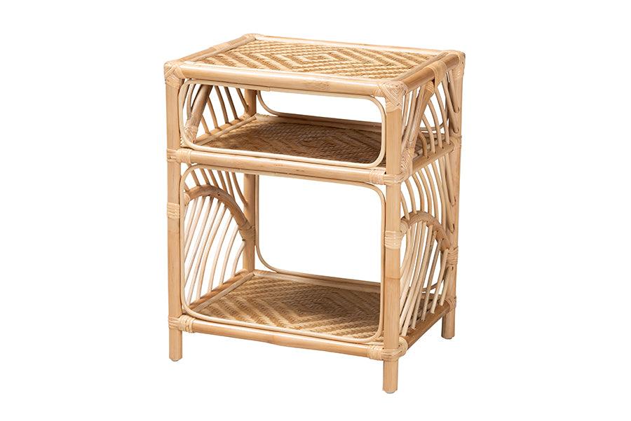 bali & pari Baara Modern Bohemian Rattan Nightstand