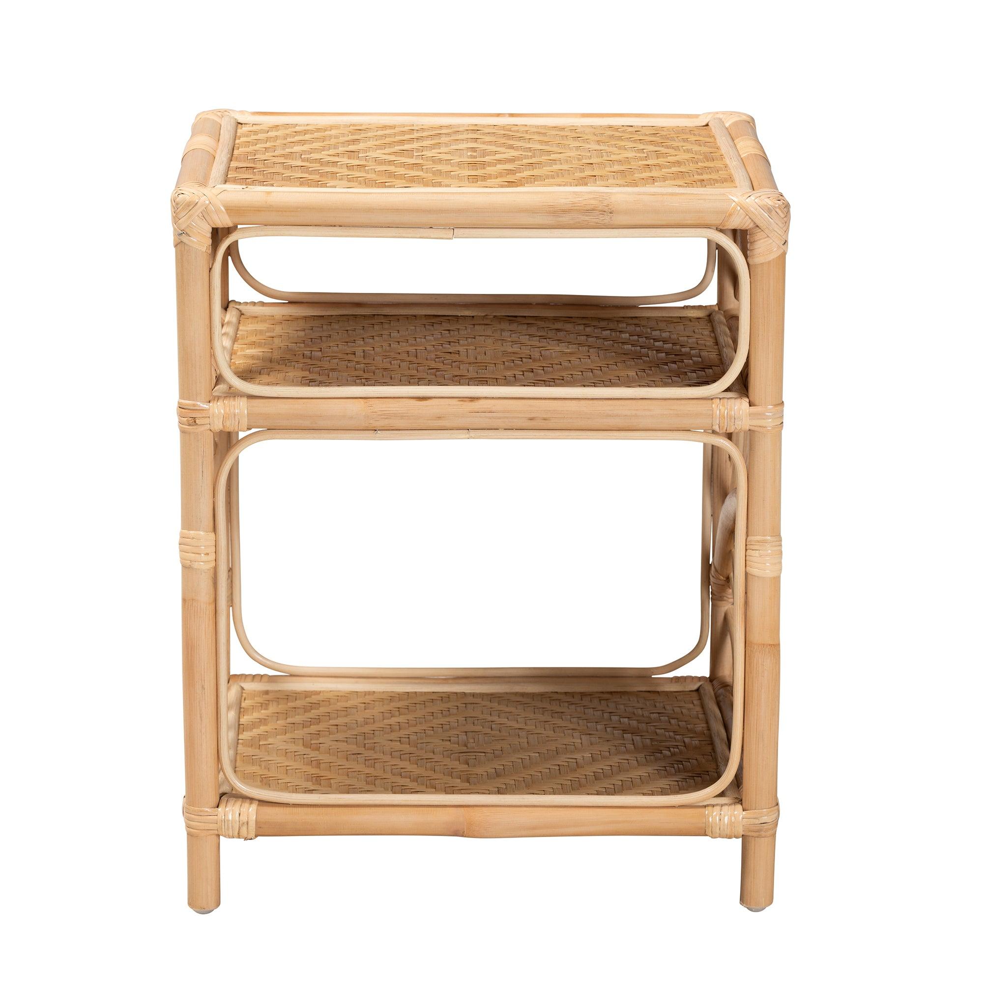 bali & pari Baara Modern Bohemian Rattan Nightstand
