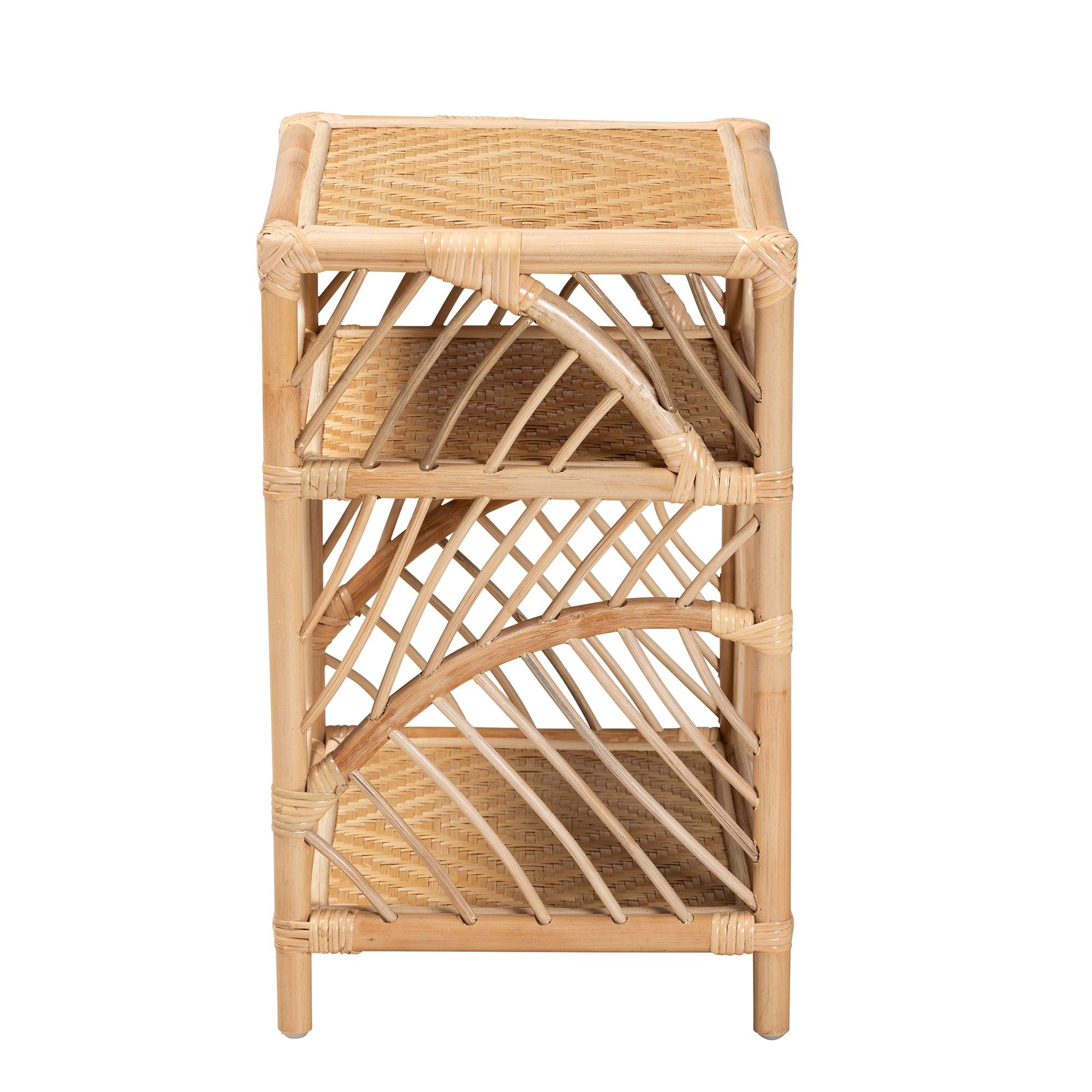 bali & pari Baara Modern Bohemian Rattan Nightstand