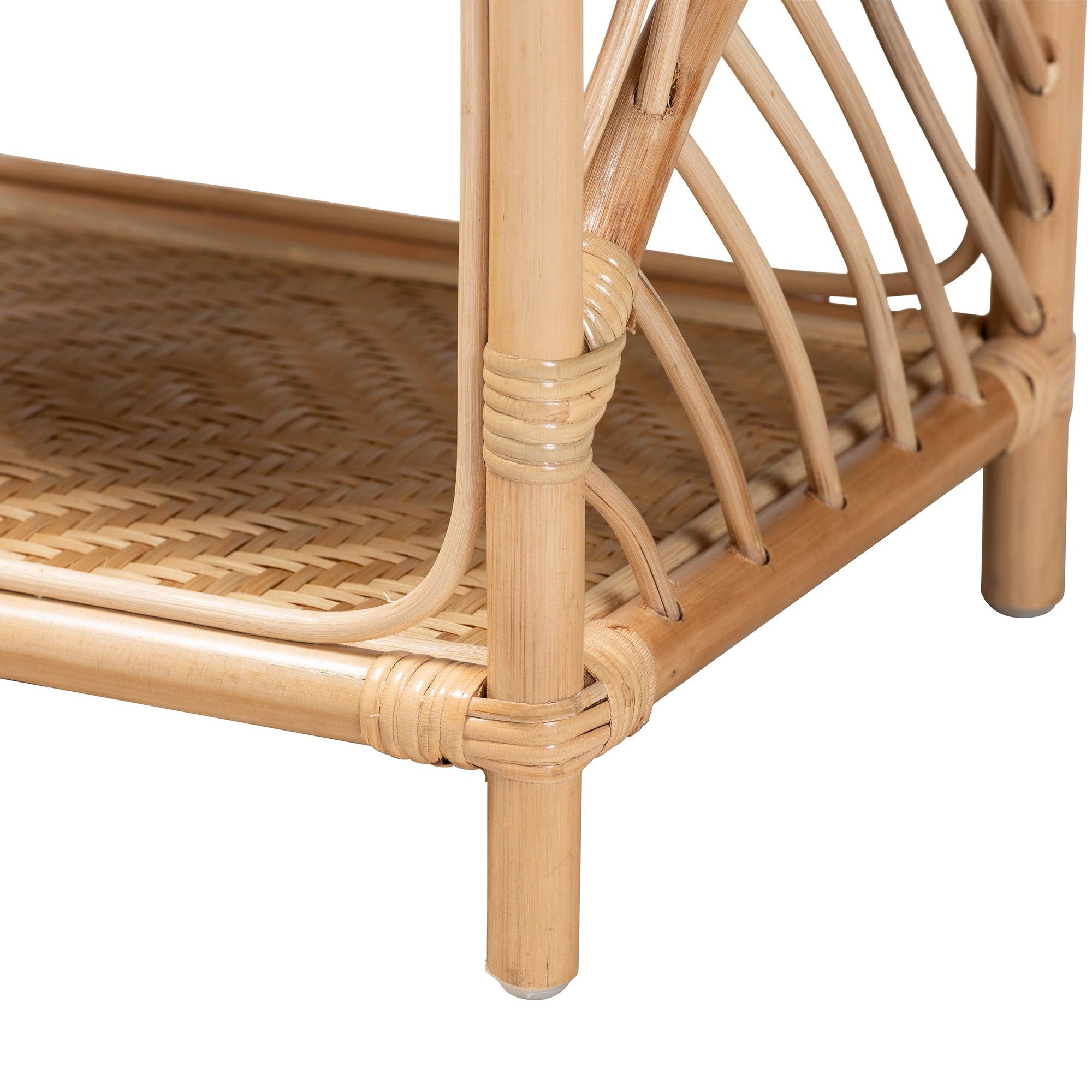 bali & pari Baara Modern Bohemian Rattan Nightstand