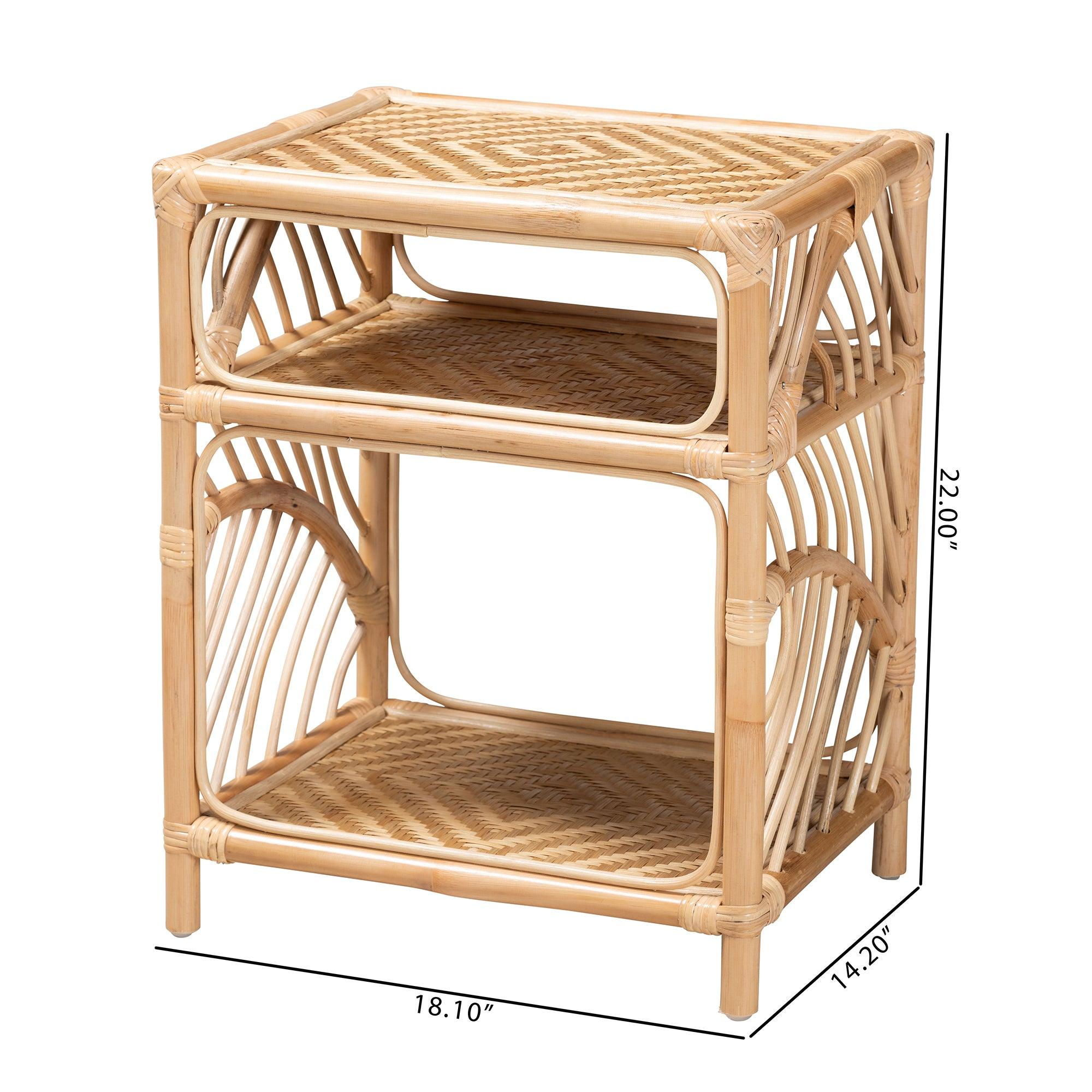 bali & pari Baara Modern Bohemian Rattan Nightstand