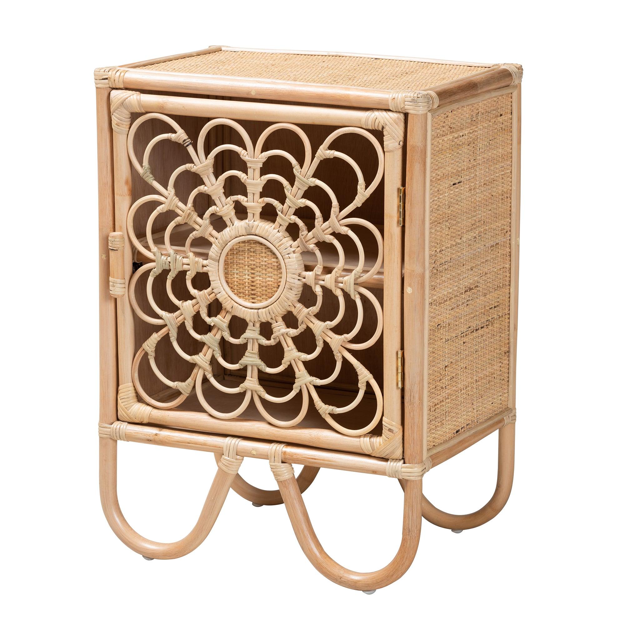 bali & pari Acelin Modern Bohemian Rattan Nightstand
