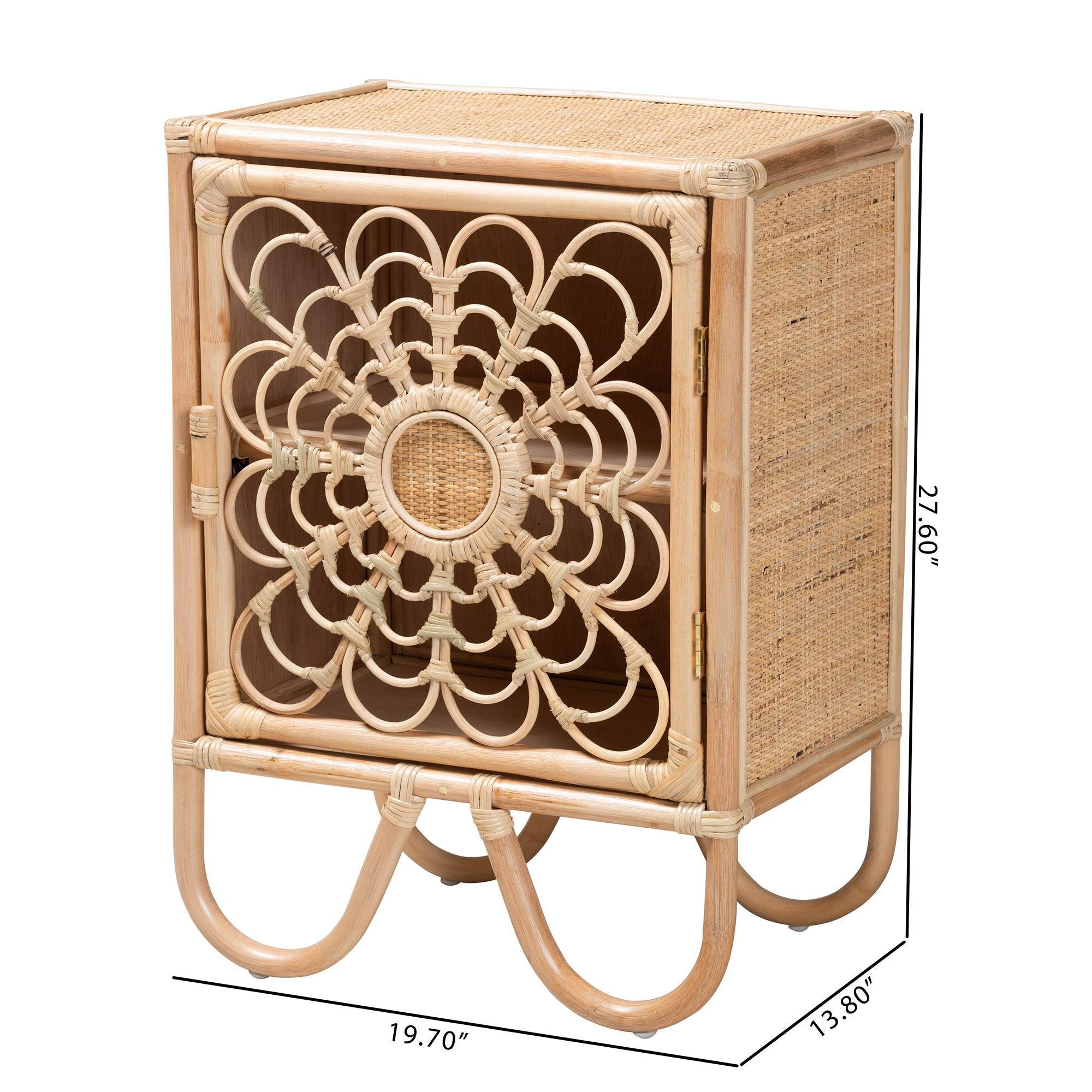 bali & pari Acelin Modern Bohemian Rattan Nightstand