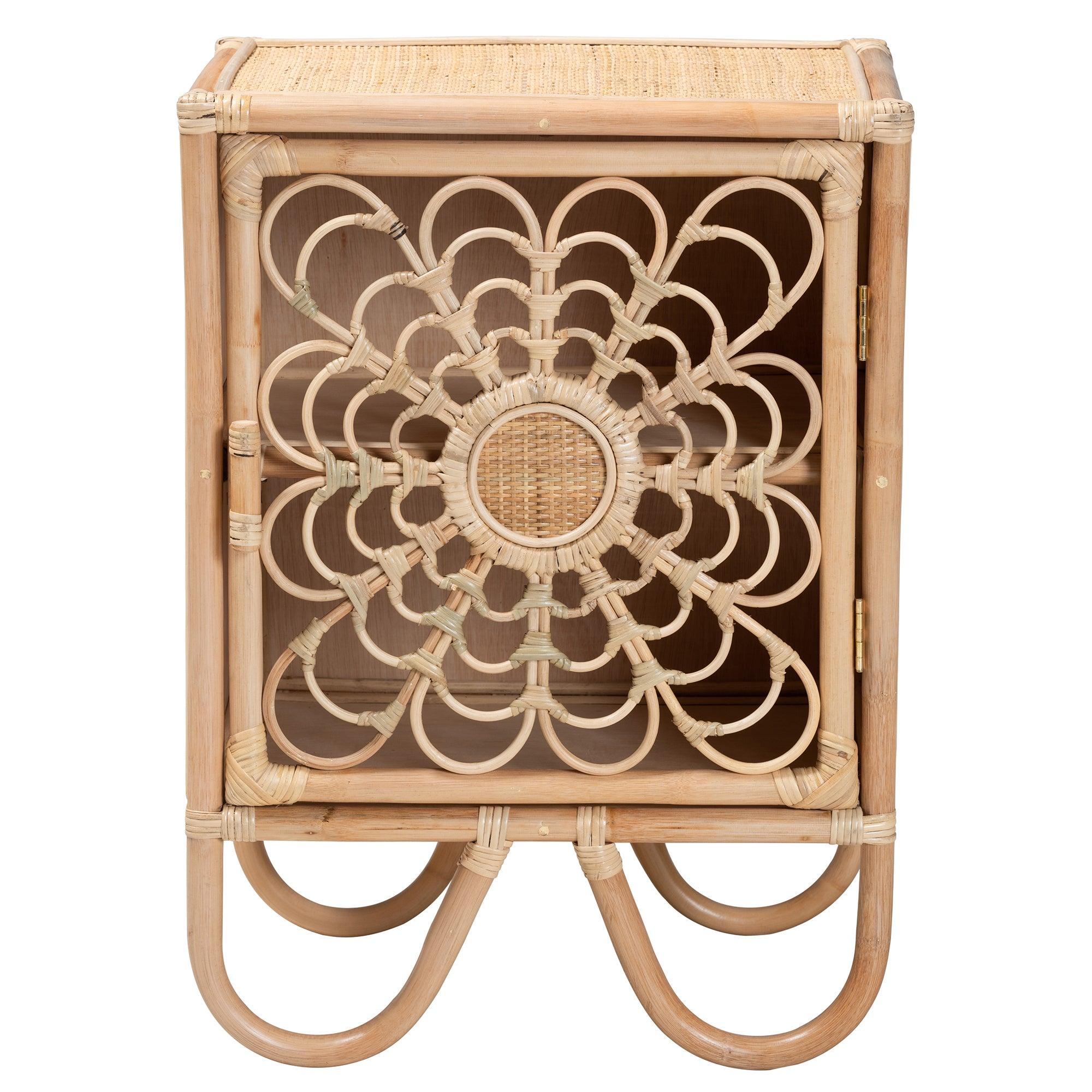 bali & pari Acelin Modern Bohemian Rattan Nightstand