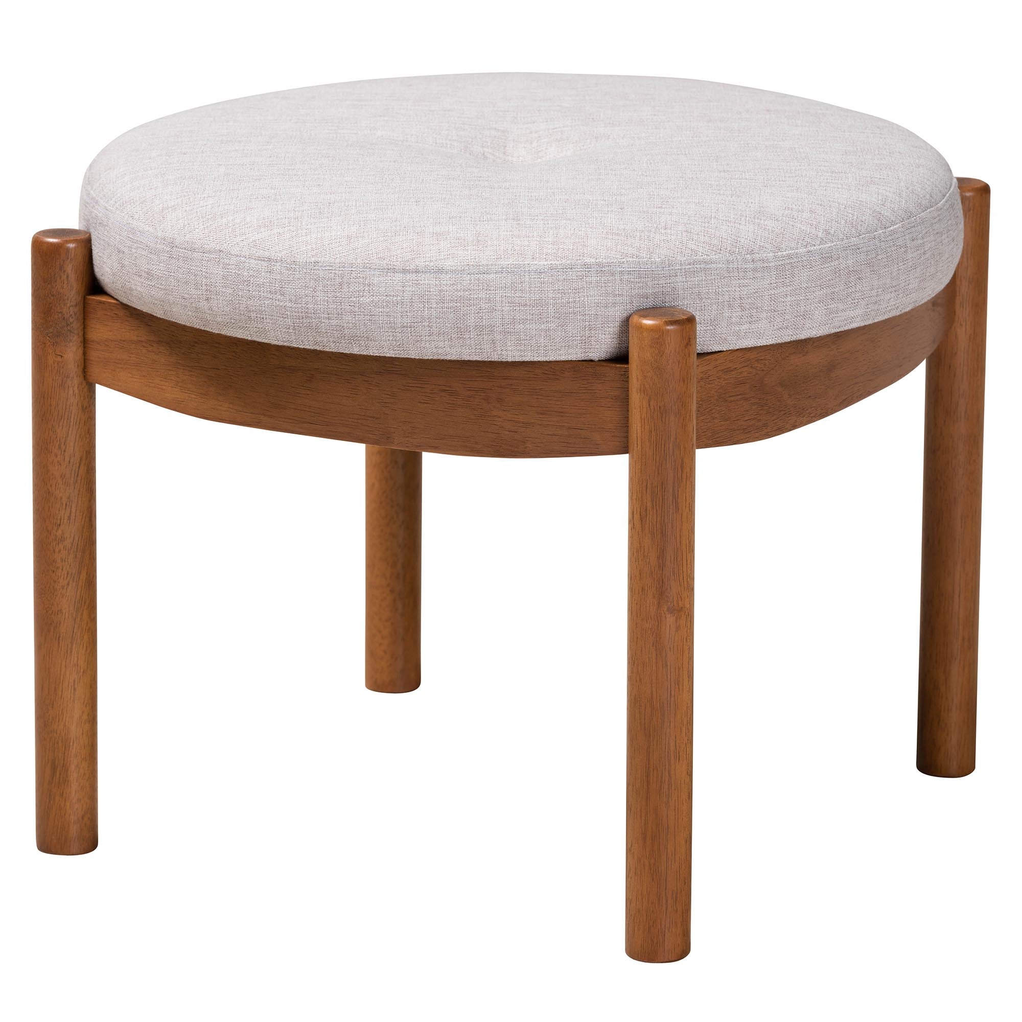 Iliana Japandi Fabric and Finished Wood Ottoman