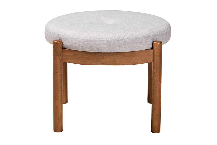 Iliana Japandi Fabric and Finished Wood Ottoman