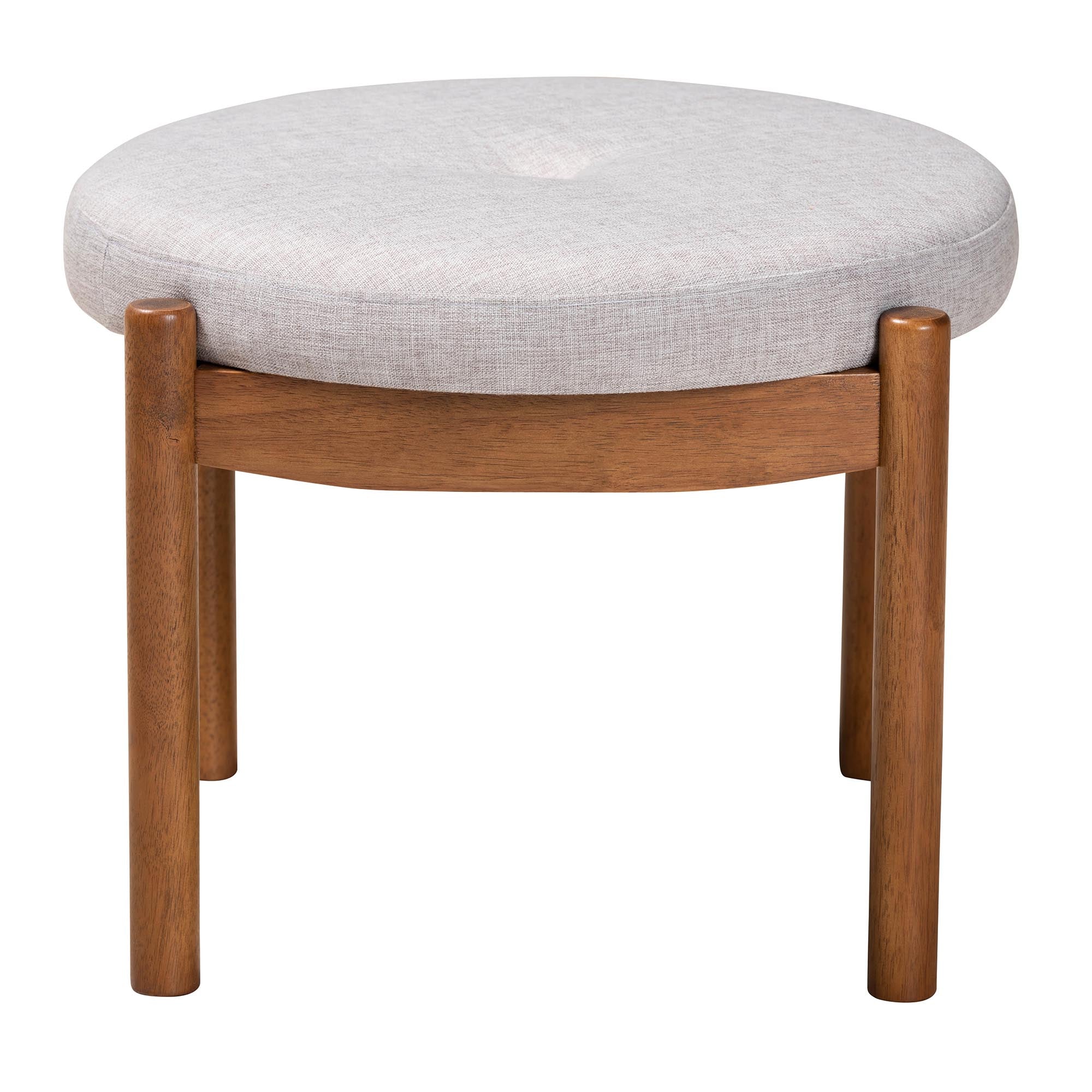 Iliana Japandi Fabric and Finished Wood Ottoman