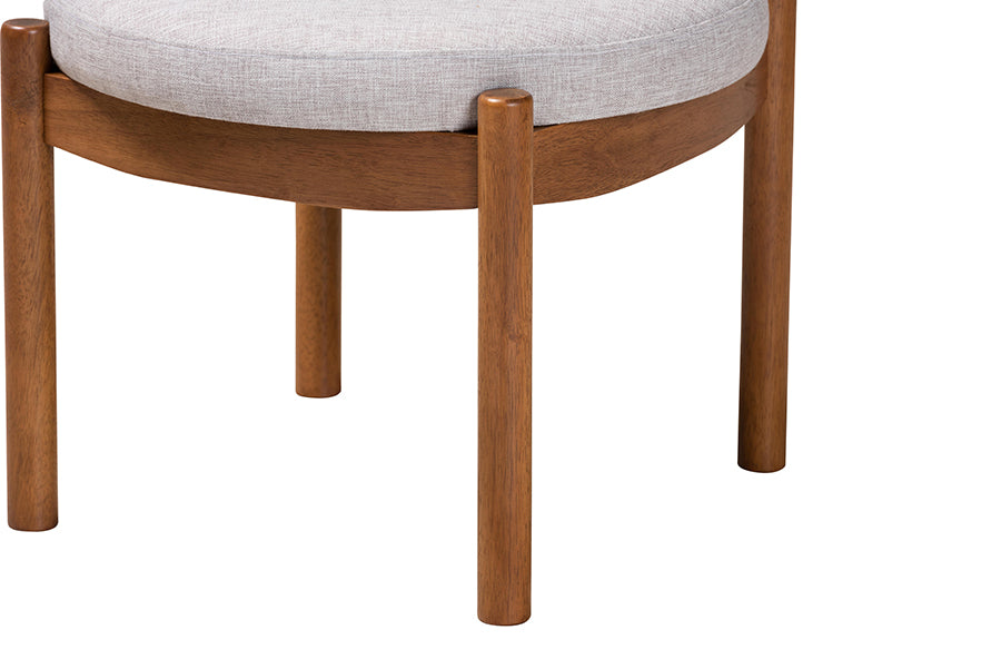 Iliana Japandi Fabric and Finished Wood Ottoman